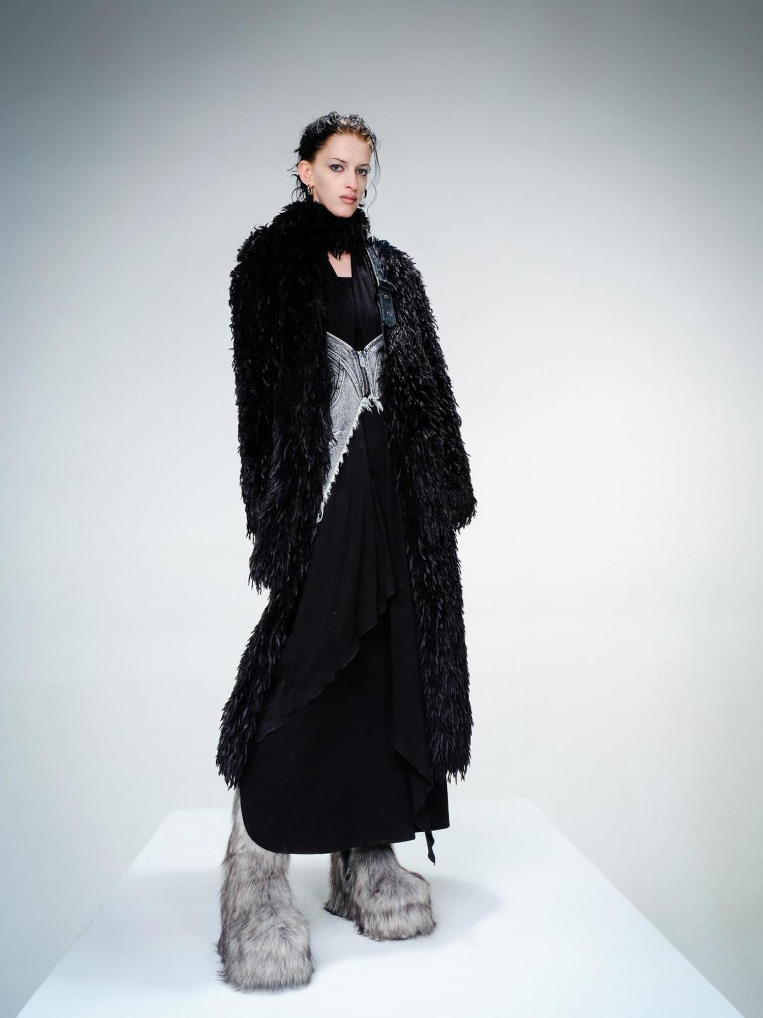 NORTH NODE Bird Motif Patchwork Leather Panels Women&