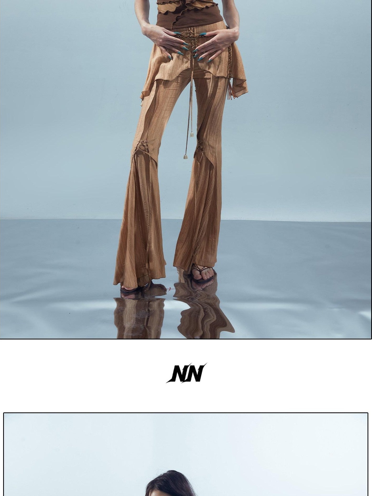 NORTH NODE Black Coffee Mesh Splice Colorblock Women&