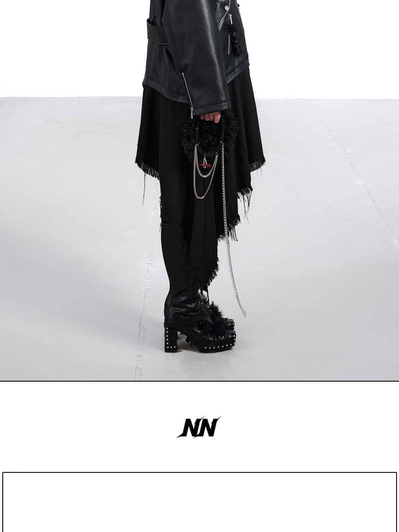 NORTH NODE Black Patchwork Padded Detachable Faux Fur Collar Women&