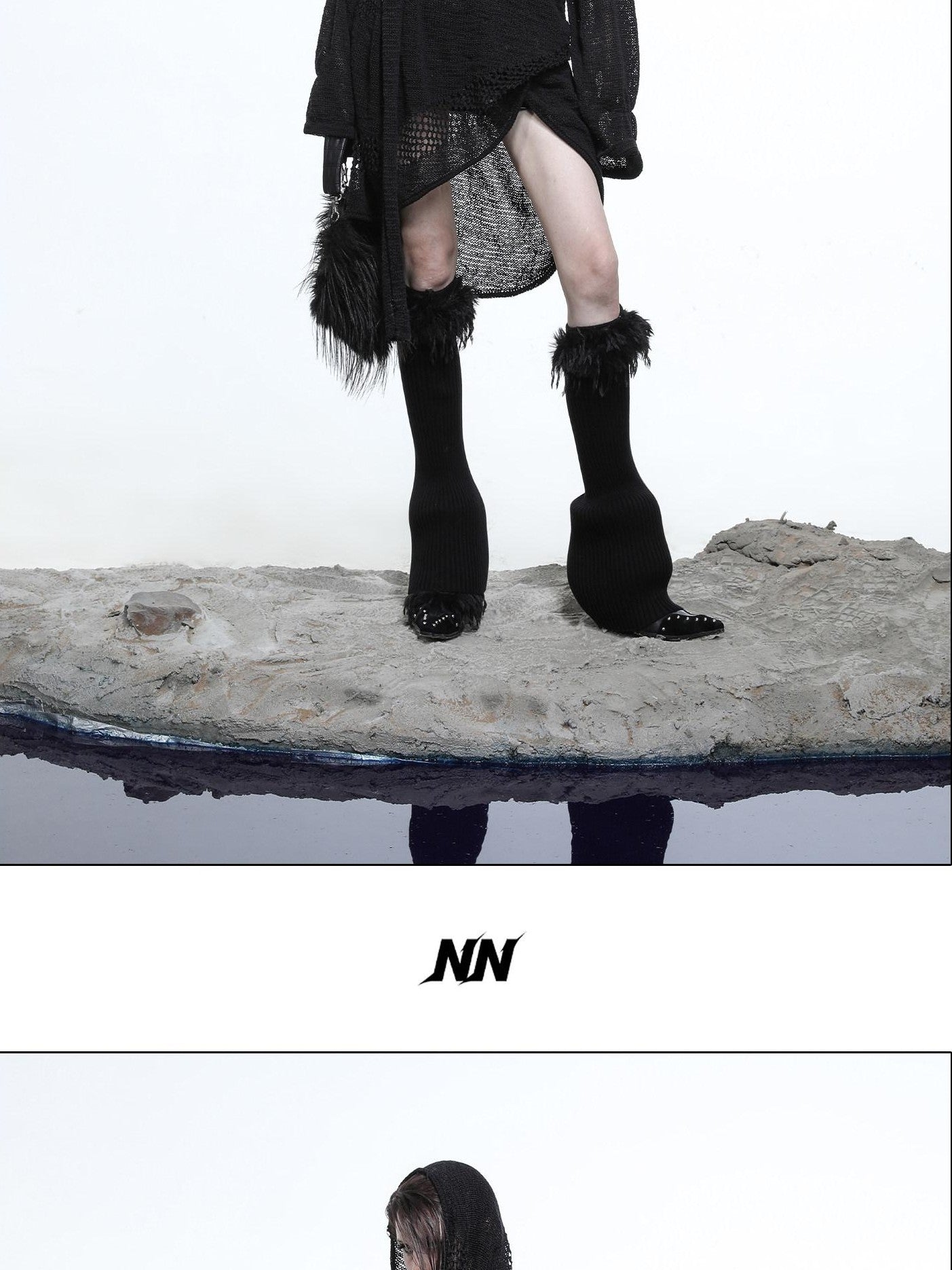 NORTH NODE Black Punk Distressed Irregular Crewneck Women&