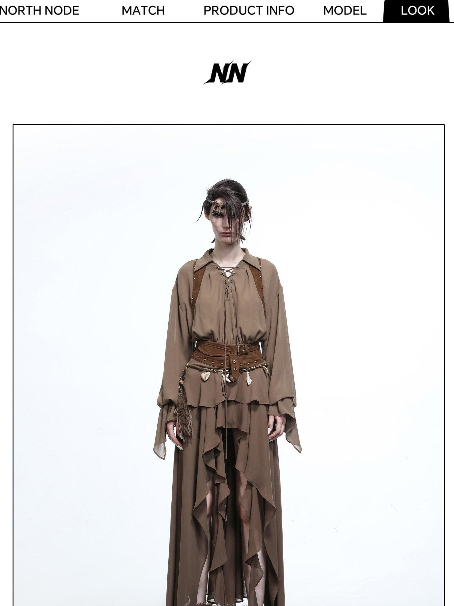 NORTH NODE Bloom Pleats Irregular Ruffle Shirt Collar Women&