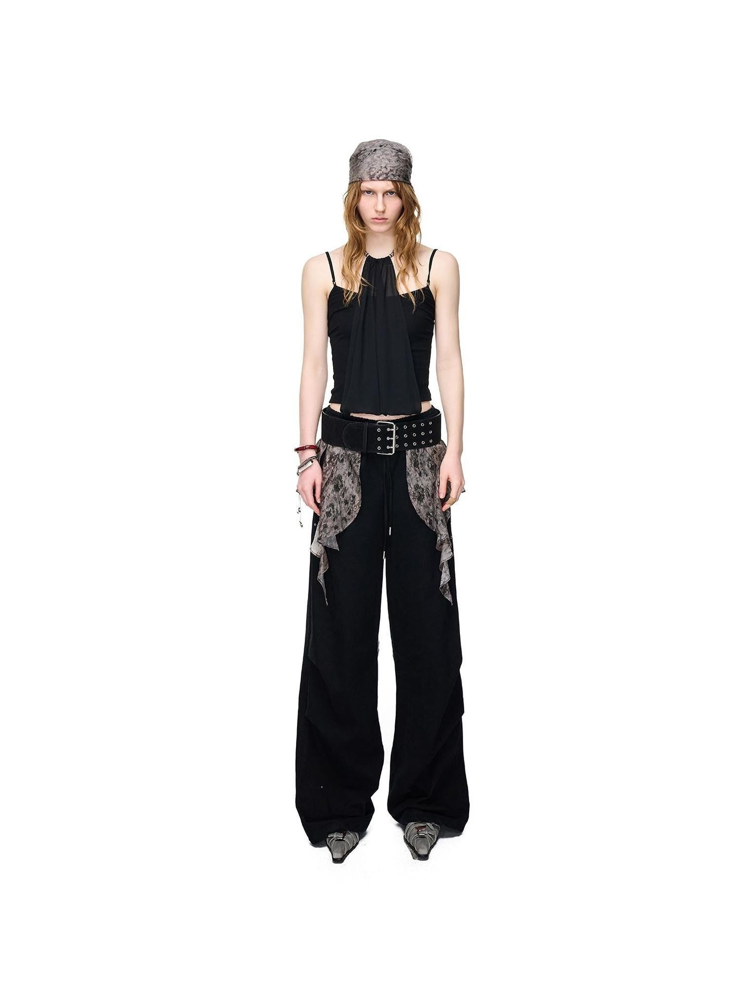 NORTH NODE Boho Printed Detachable Flap Pleated Pockets Women&