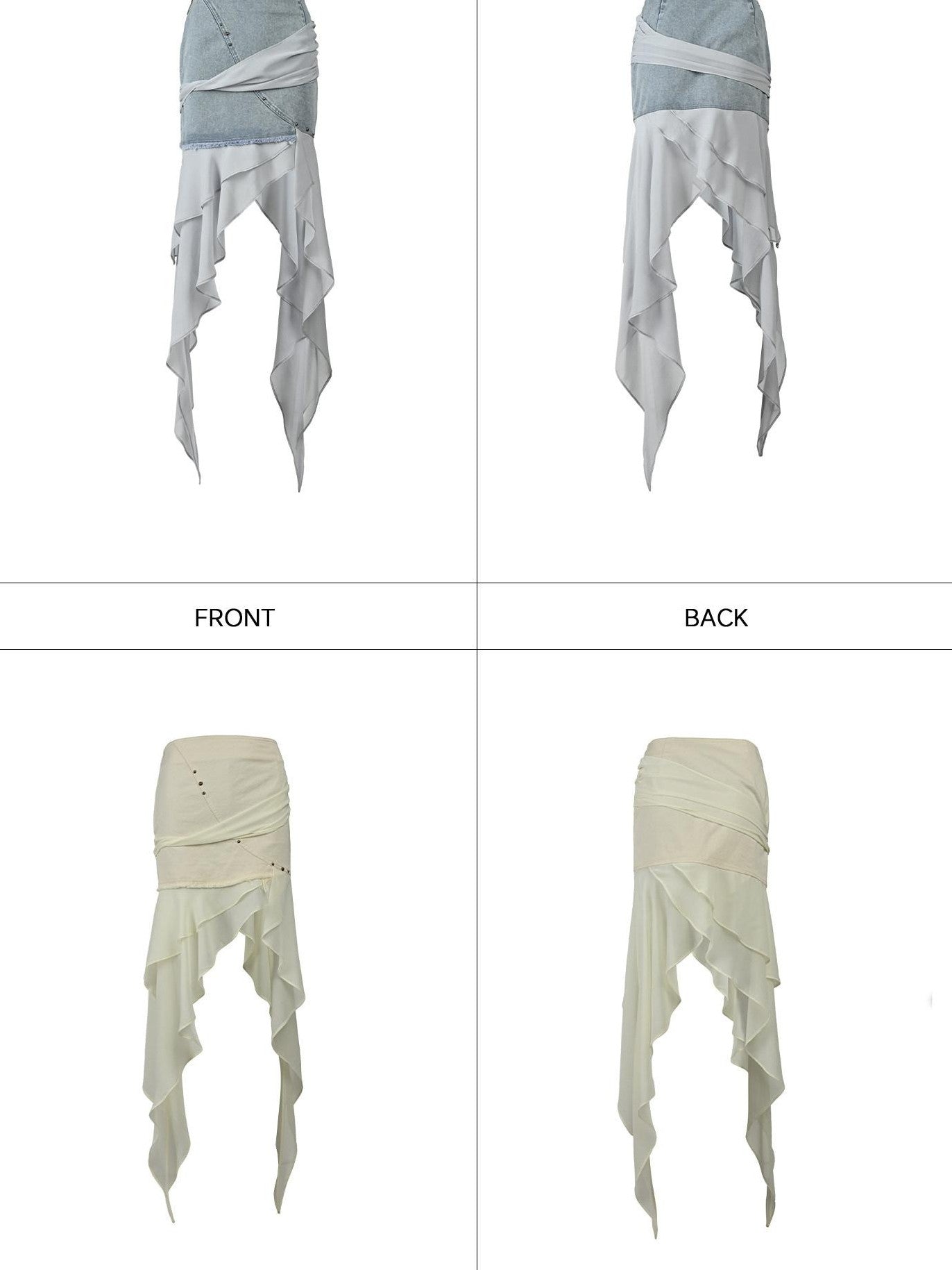 NORTH NODE Chiffon Splice Asymmetric Ruffle A Line Women&