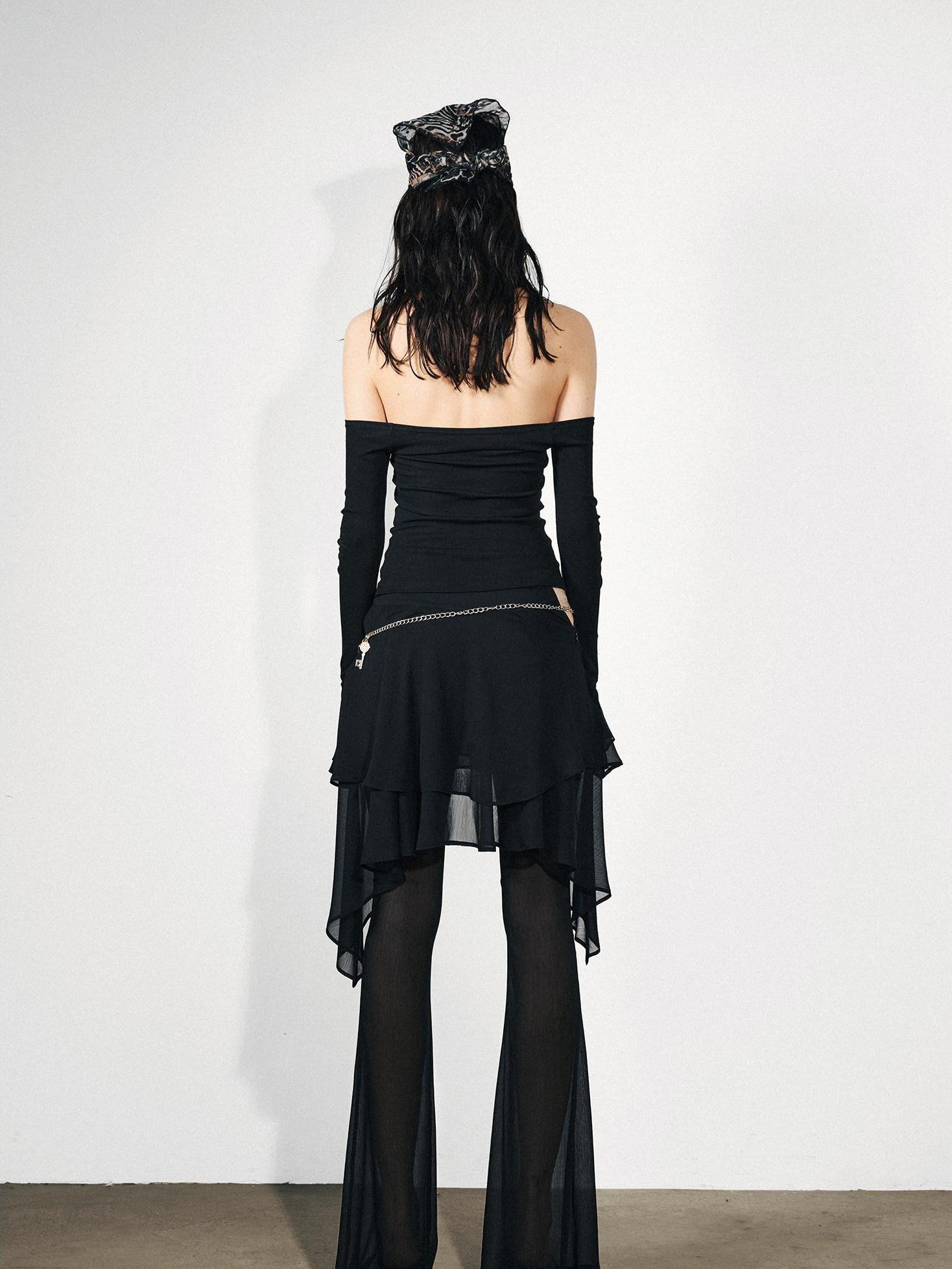 NORTH NODE Chiffon Splice Off Shoulder Halter Women&