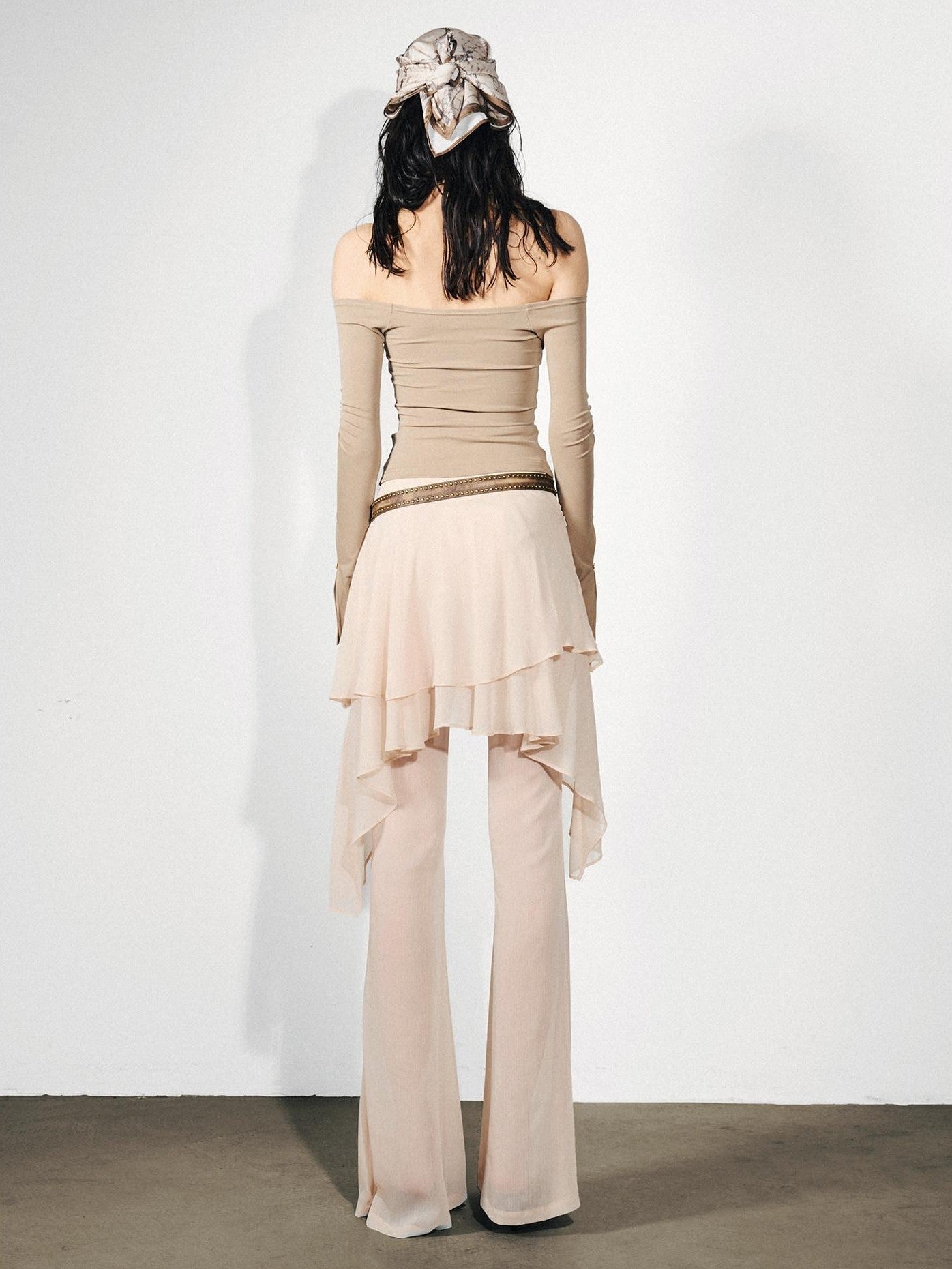 NORTH NODE Chiffon Splice Off Shoulder Halter Women&