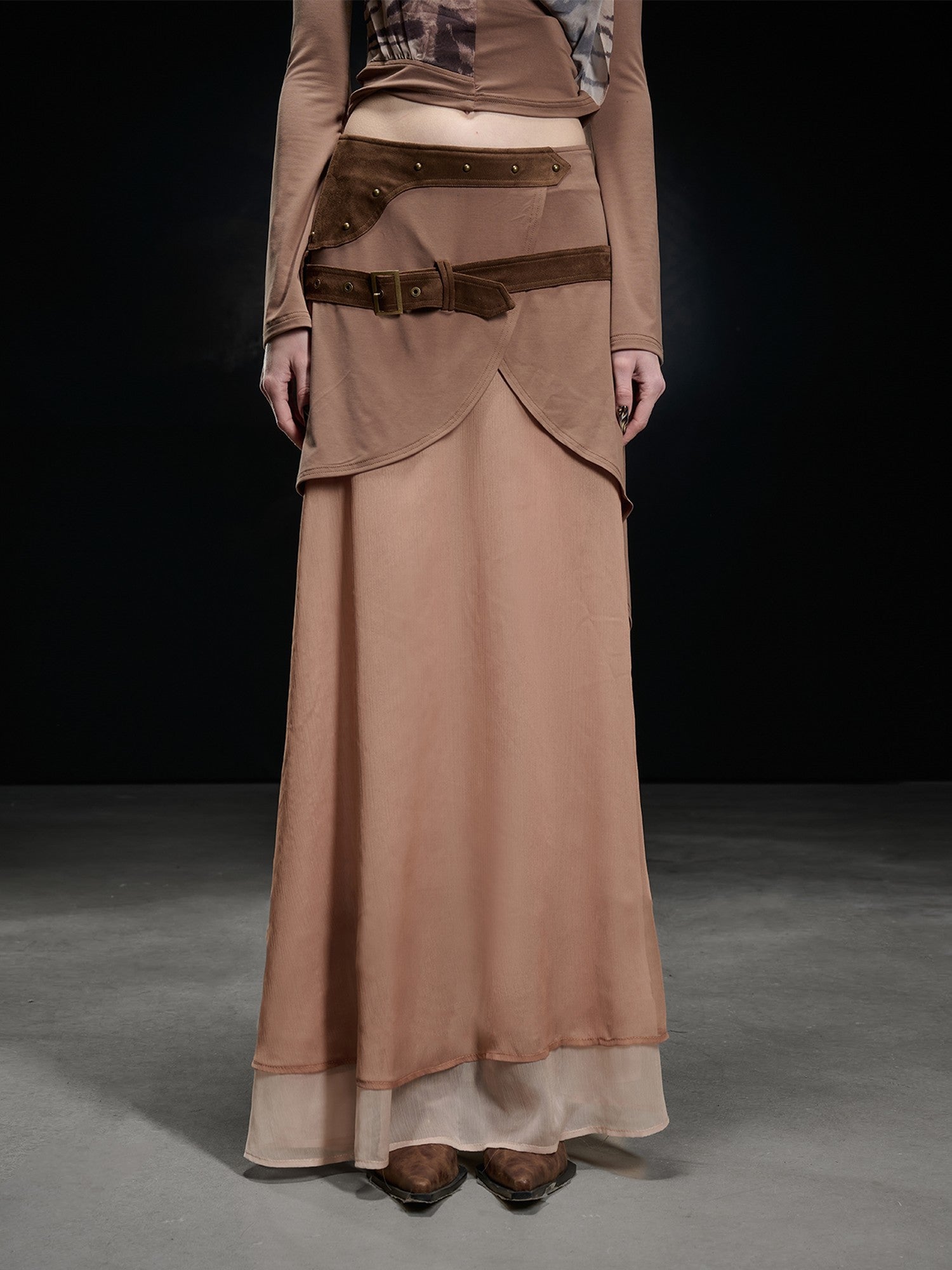 NORTH NODE Chiffon Spliced A Line Women&