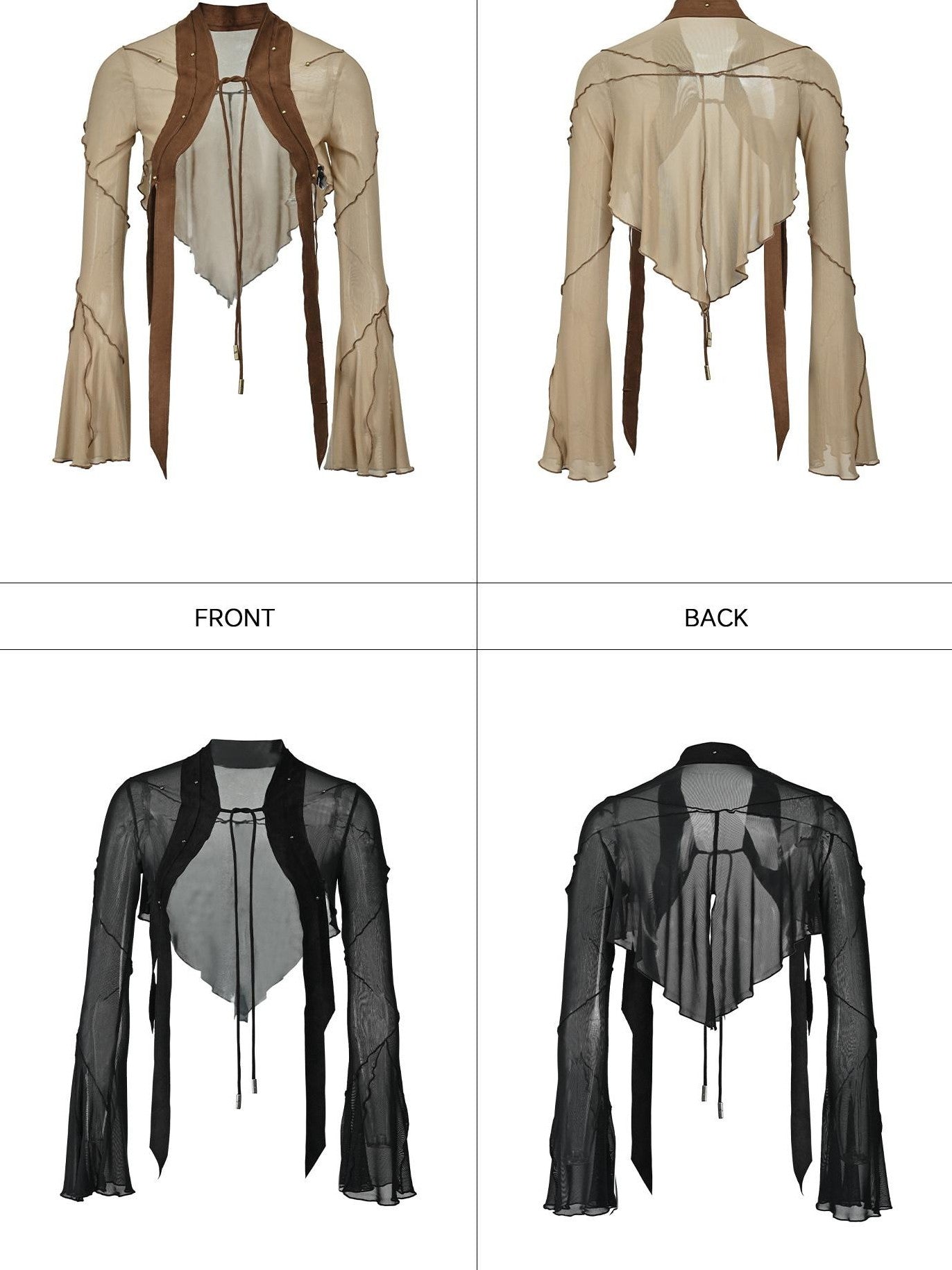NORTH NODE Cicada Wing Asymmetrical Mesh Patchwork Women&