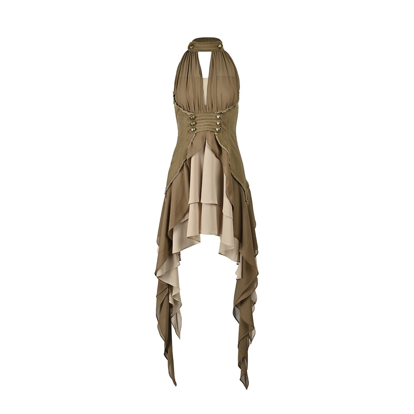 NORTH_NODE_Coin_Buckle_Pleated_Asymmetric_Ruffled_Hem_Women&