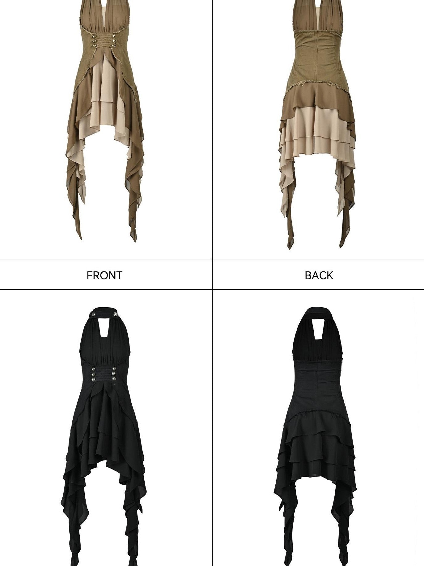 NORTH NODE Coin Buckle Pleated Asymmetric Ruffled Hem Women&