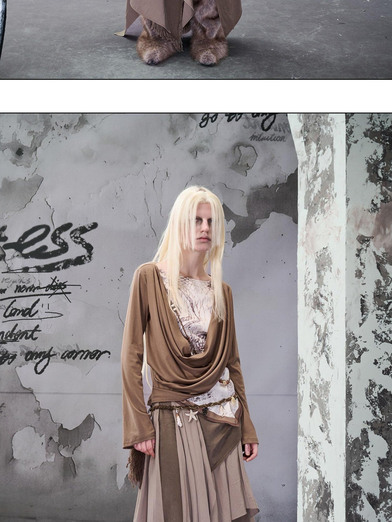 NORTH NODE Colorblock Patchwork Layered Asymmetrical Women&