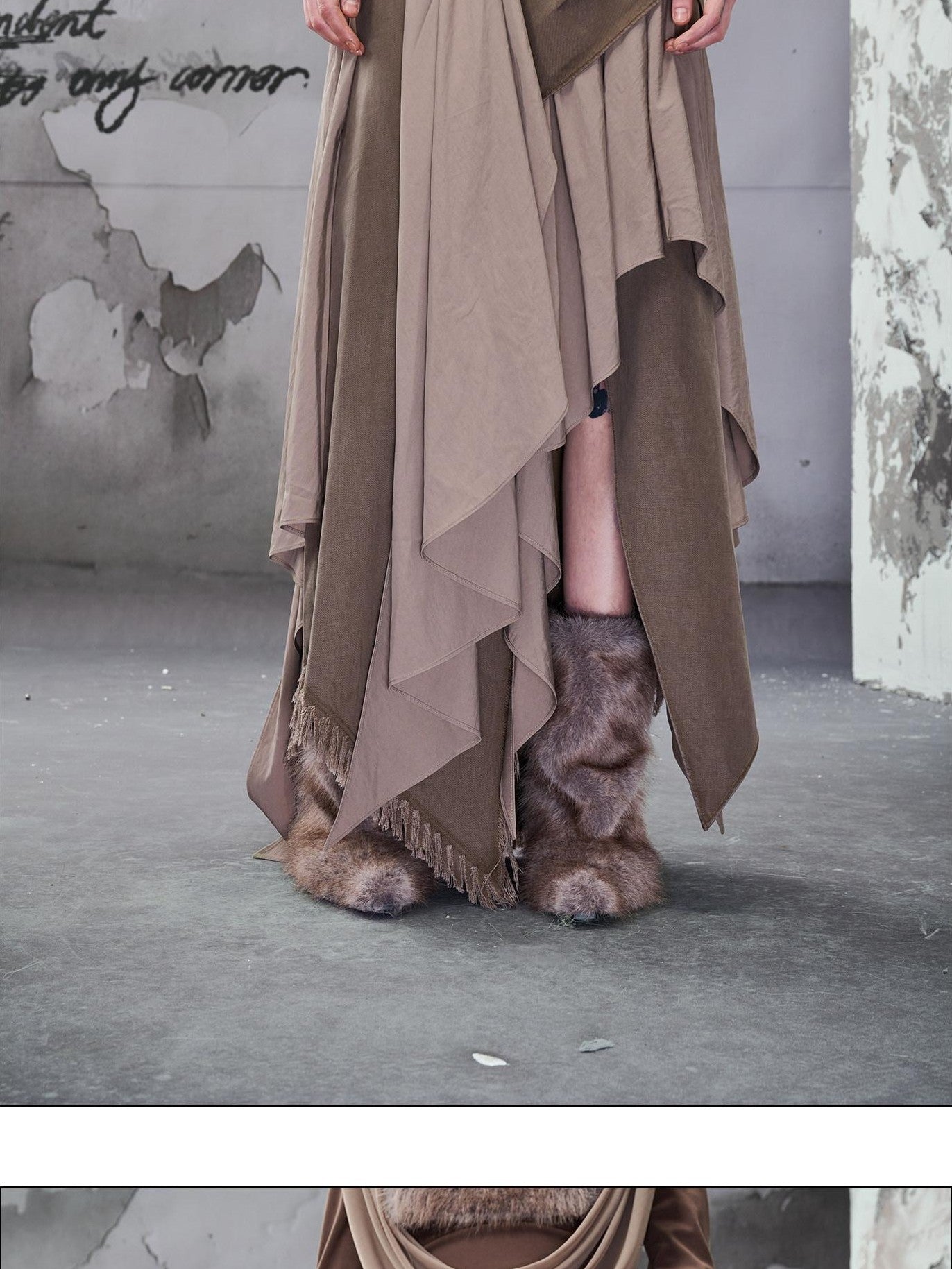 NORTH NODE Colorblock Patchwork Layered Asymmetrical Women&