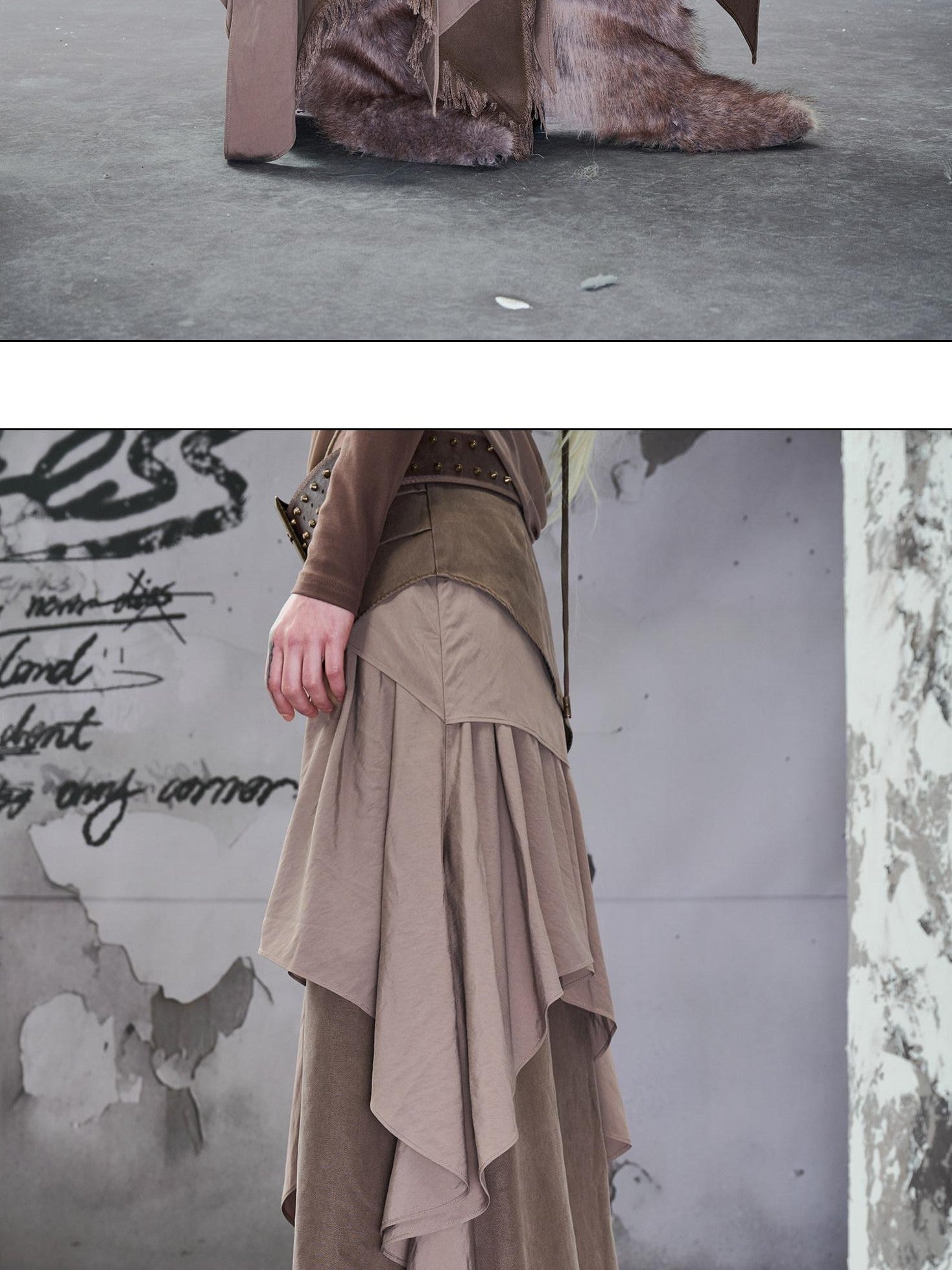 NORTH NODE Colorblock Patchwork Layered Asymmetrical Women&