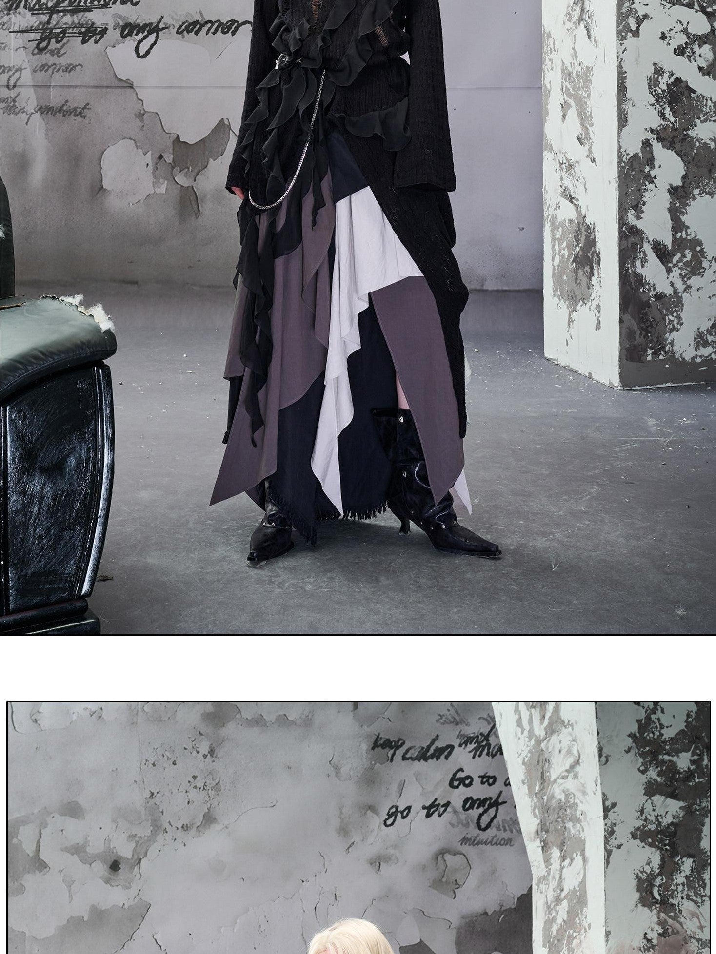 NORTH NODE Colorblock Patchwork Layered Asymmetrical Women&