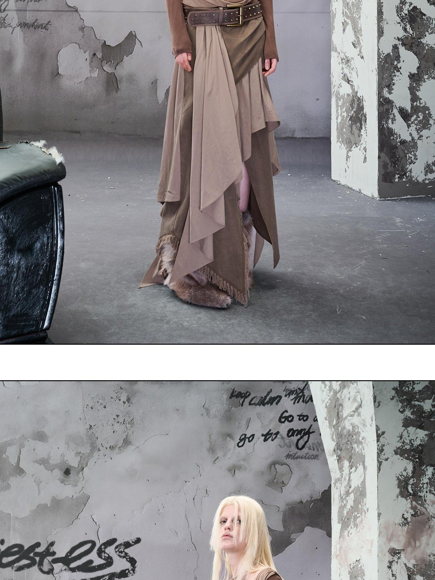NORTH NODE Colorblock Patchwork Layered Asymmetrical Women&