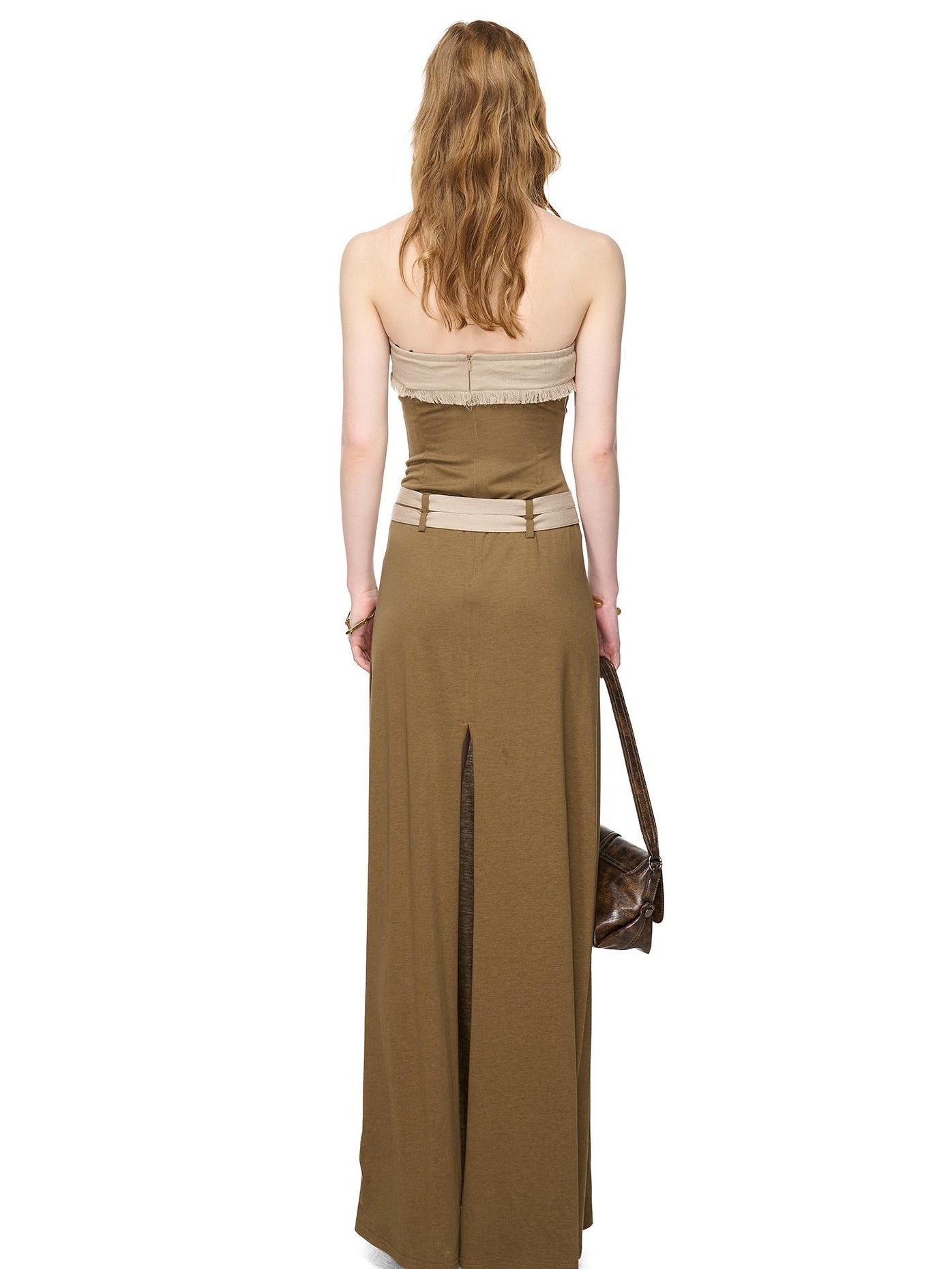 NORTH NODE Compass Print Hand Sewn Button Double Belt Splice Women&