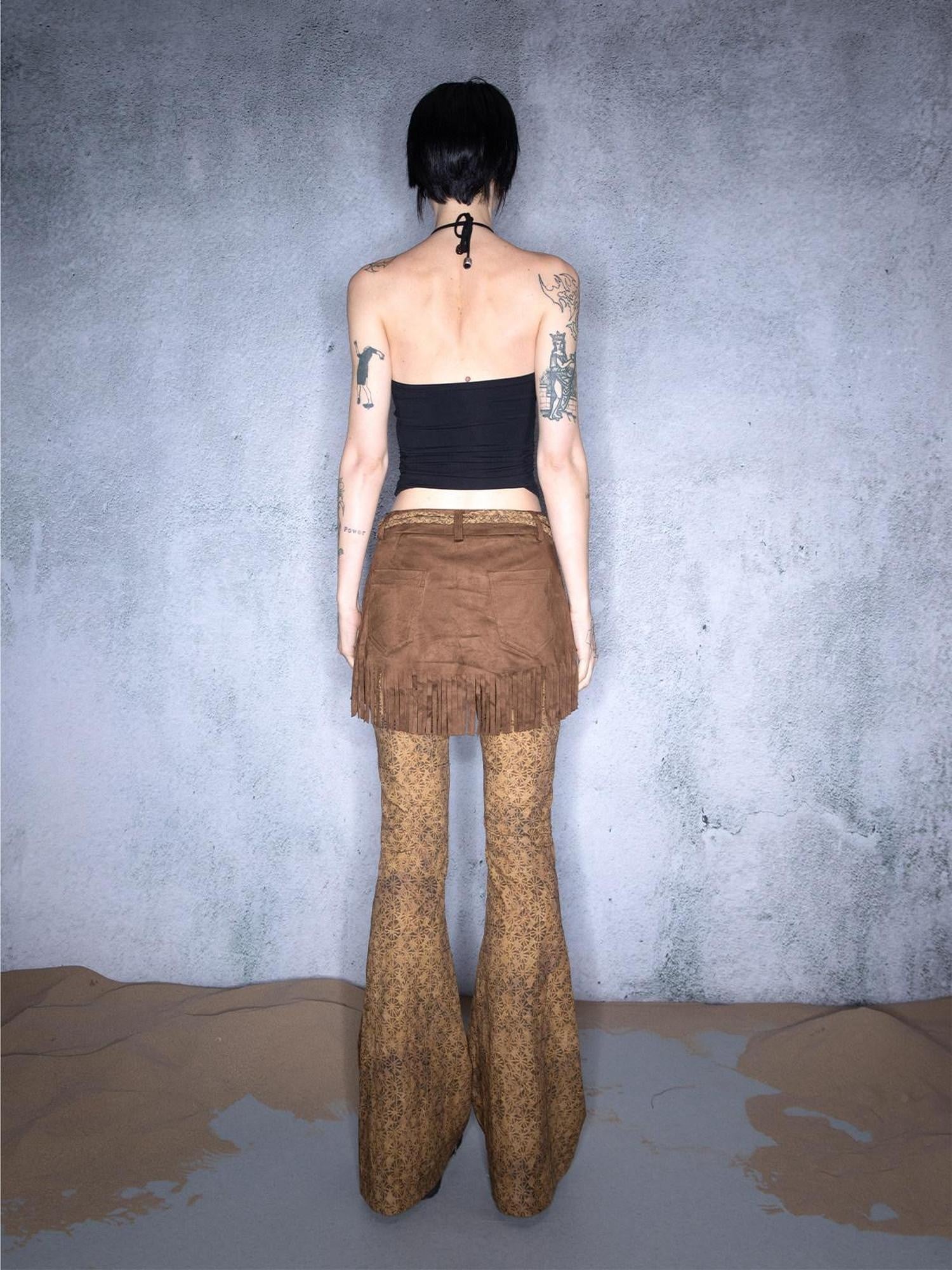 NORTH NODE Cropped Beaded Cutout Slim Fit Women&
