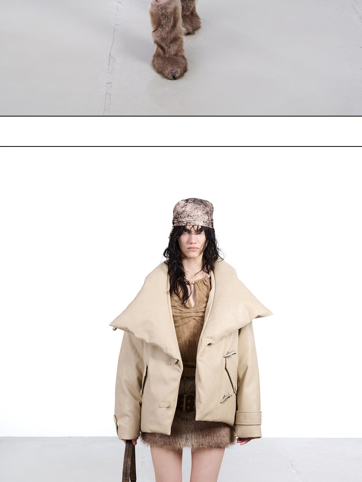 NORTH NODE Cropped Large Lapel Single Row 90 White Duck Down Women&