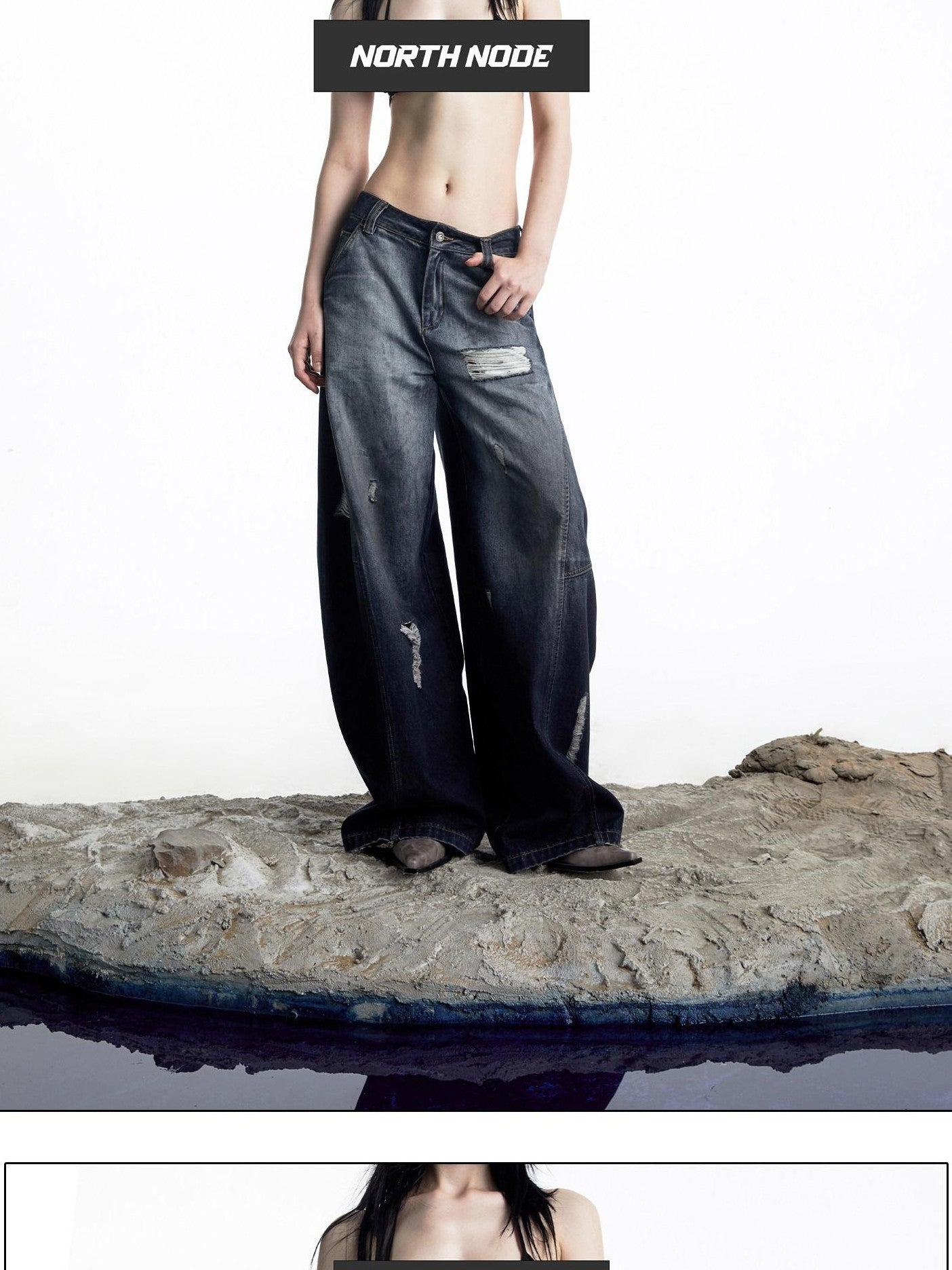 NORTH NODE Curved Blade Cone Shaped Tapered Slim Fit Women&