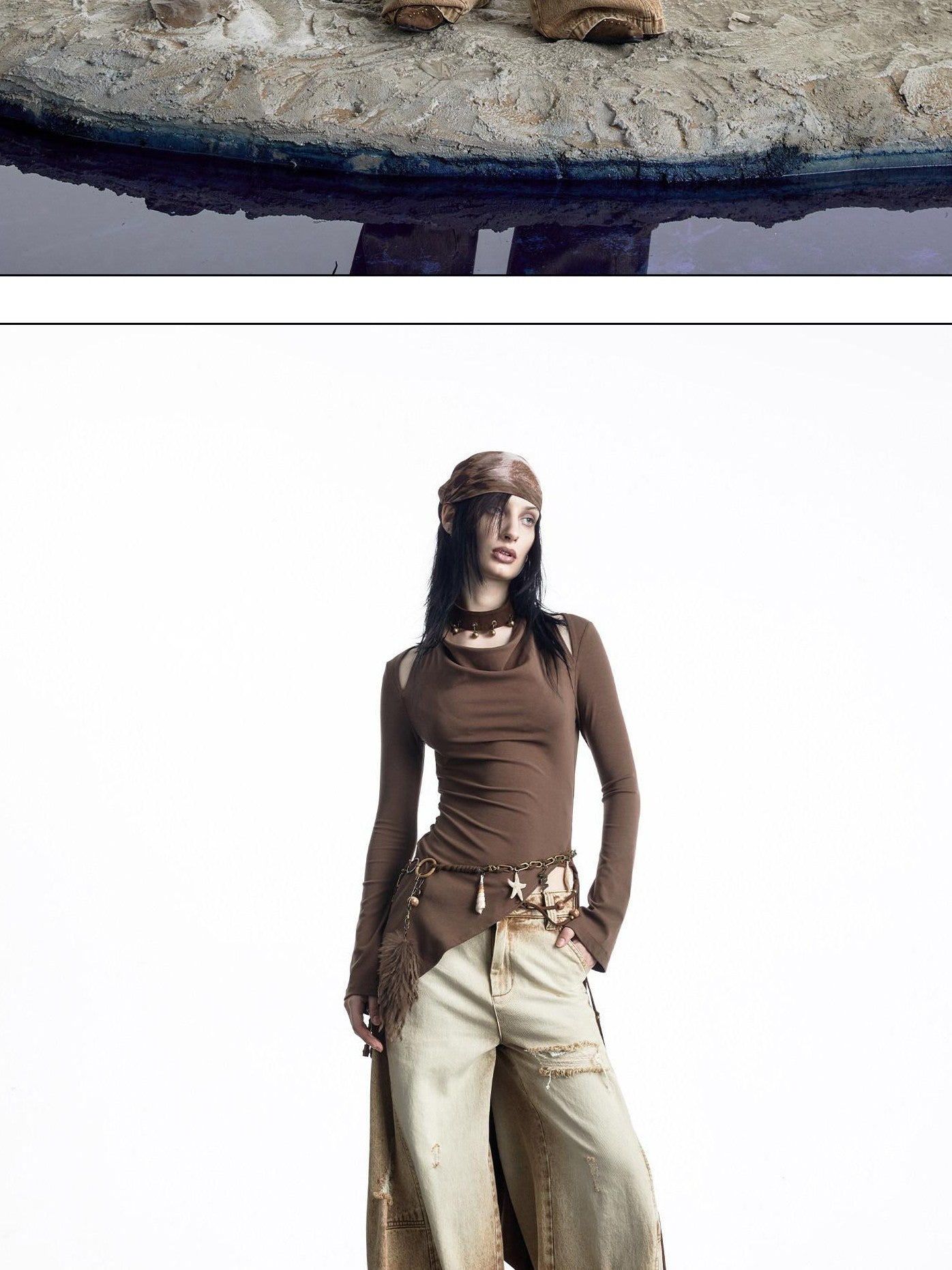 NORTH NODE Curved Blade Cone Shaped Tapered Slim Fit Women&