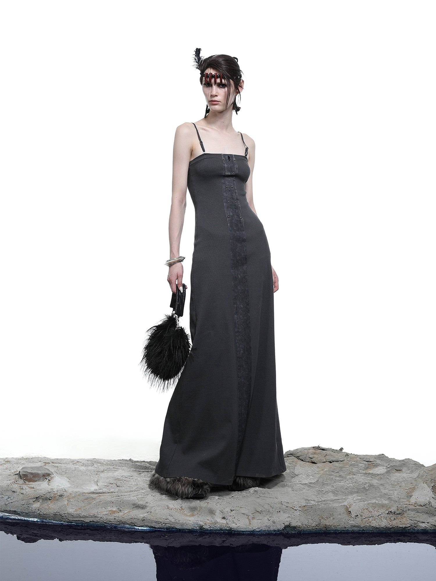 NORTH NODE Dark Gray Patchwork Slim Women&