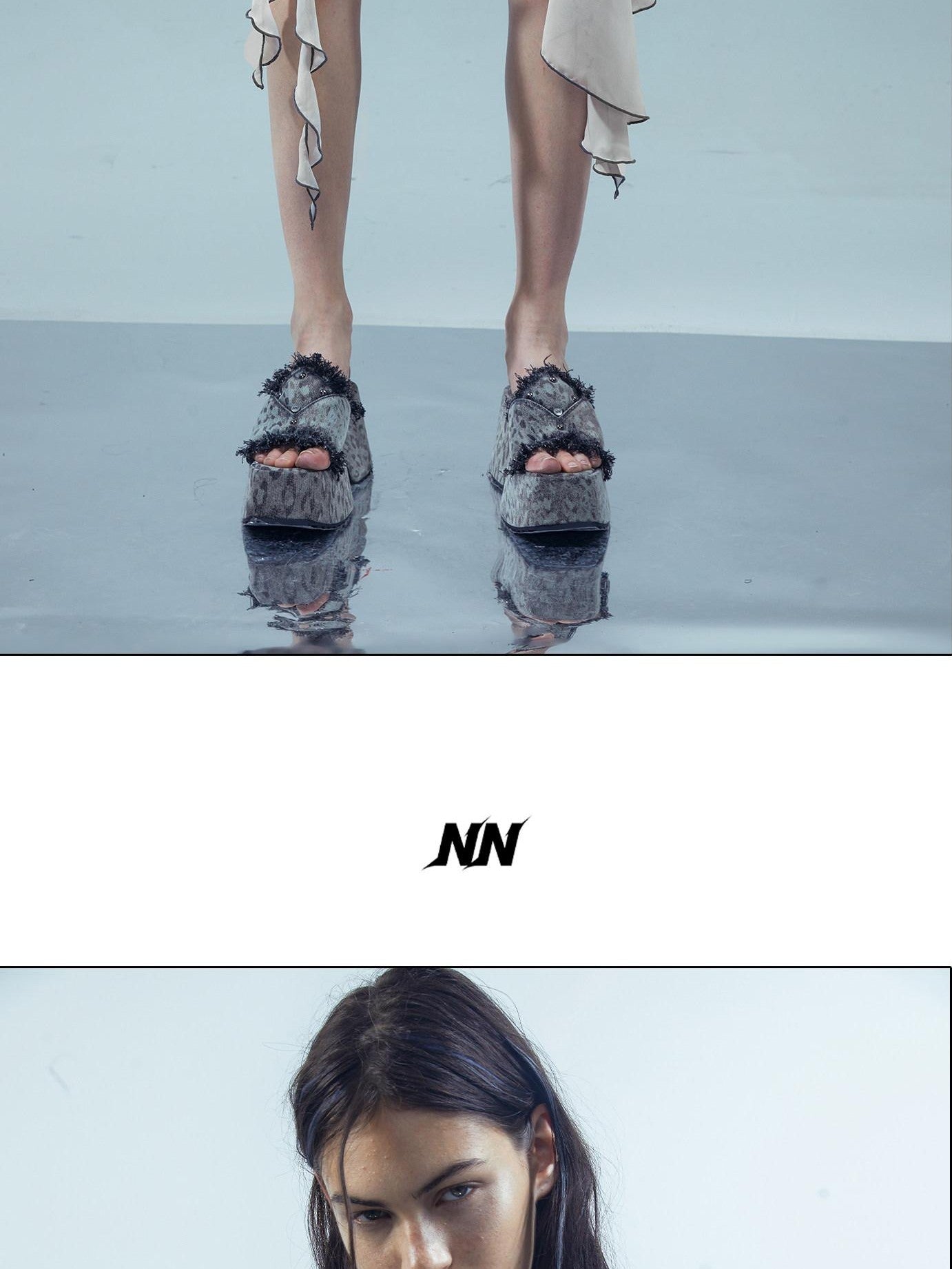 NORTH NODE Denim Inspired Asymmetric Leopard Print Patchwork Women&