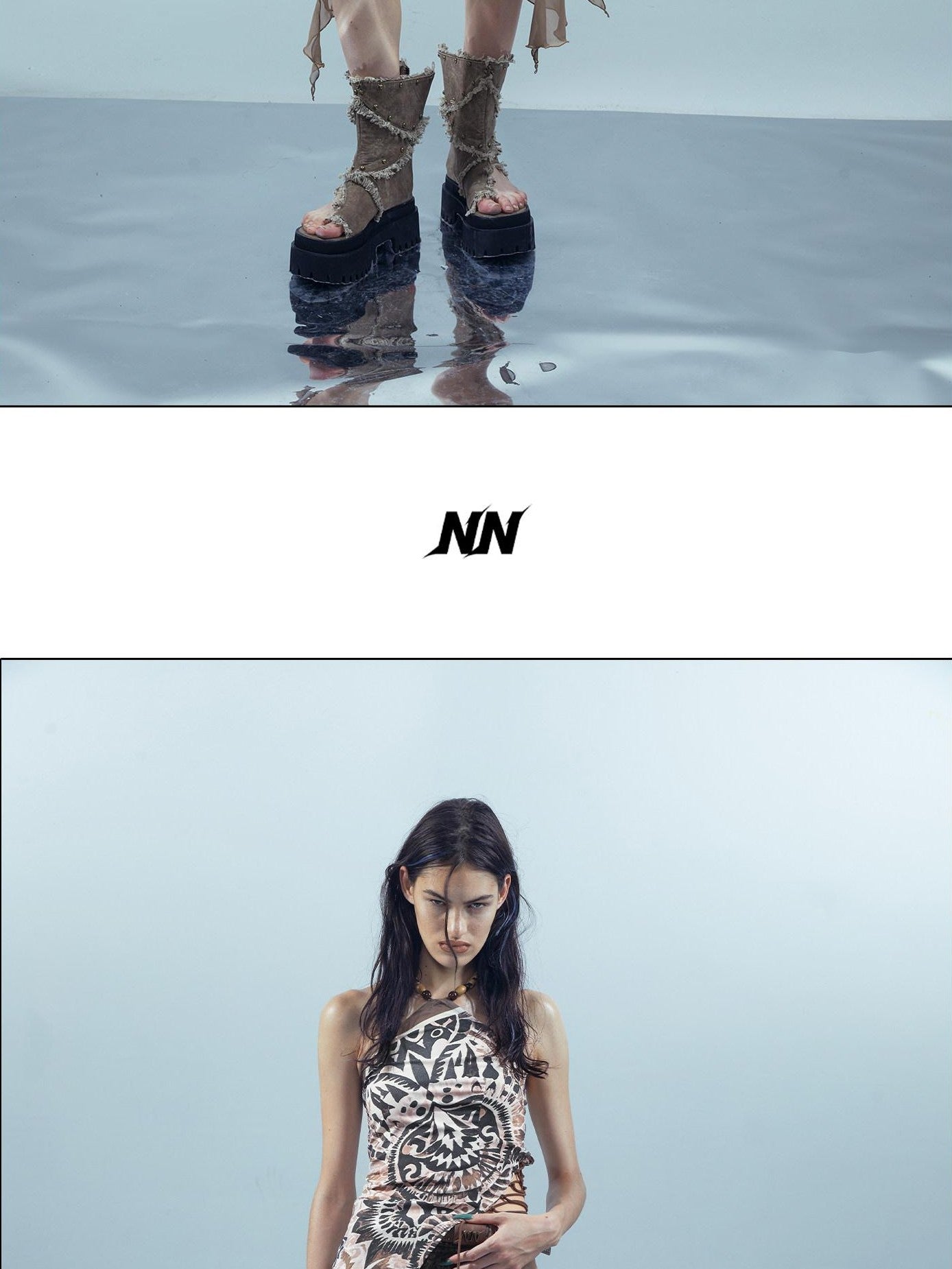NORTH NODE Denim Inspired Asymmetric Leopard Print Patchwork Women&