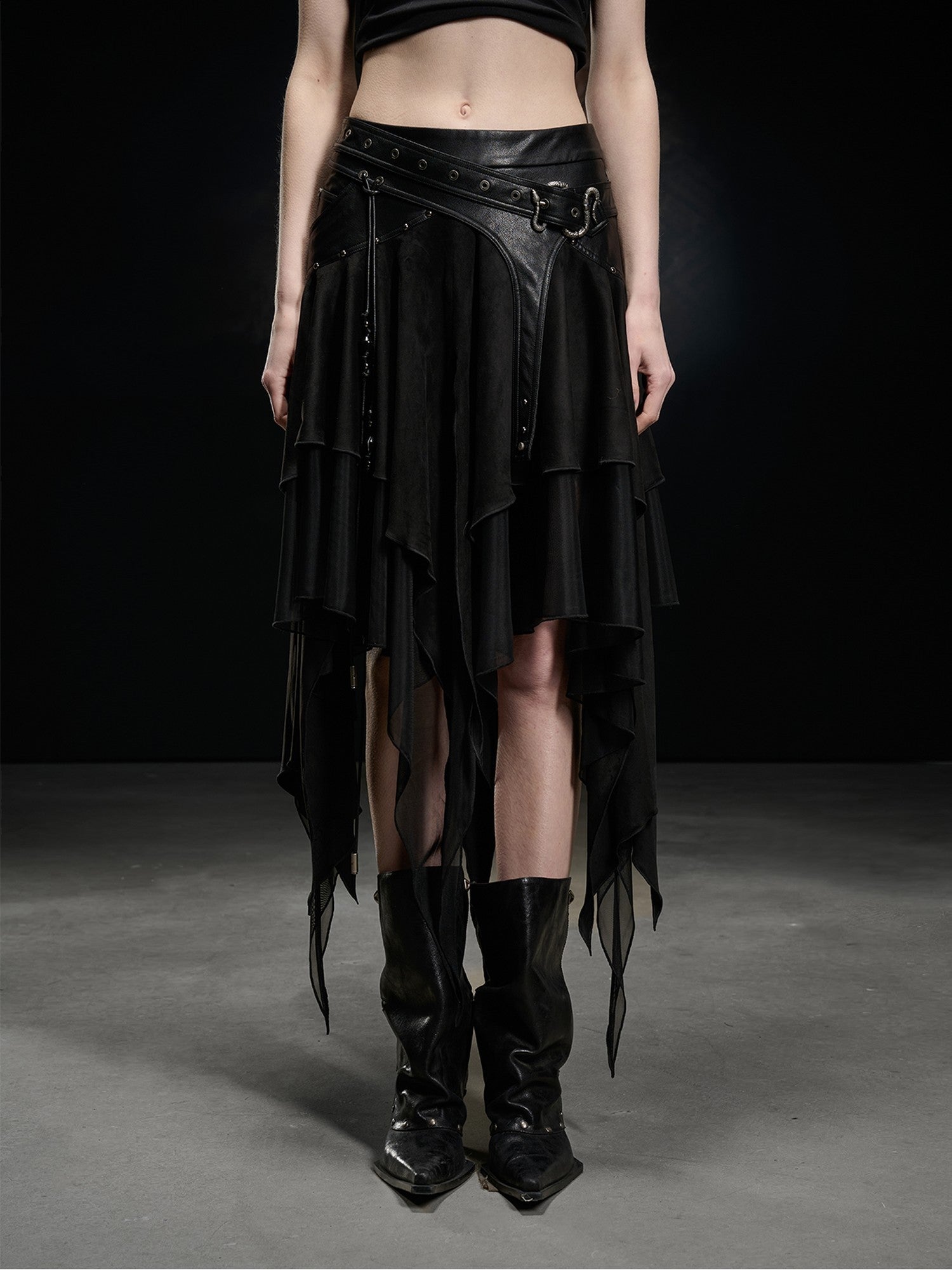 NORTH NODE Desert Nomad Asymmetrical Faux Suede Patchwork Women&