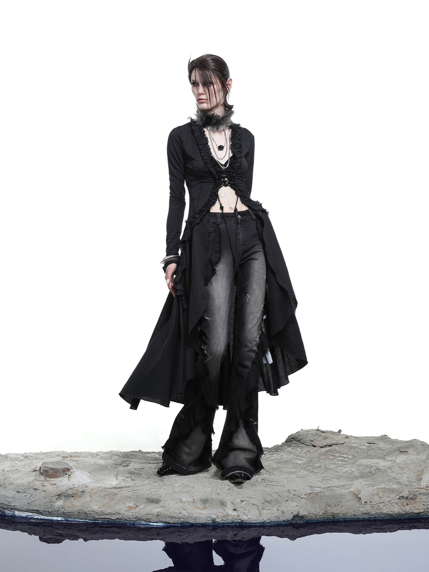 NORTH NODE Desert Vein Lace Beaded Patchwork Women&