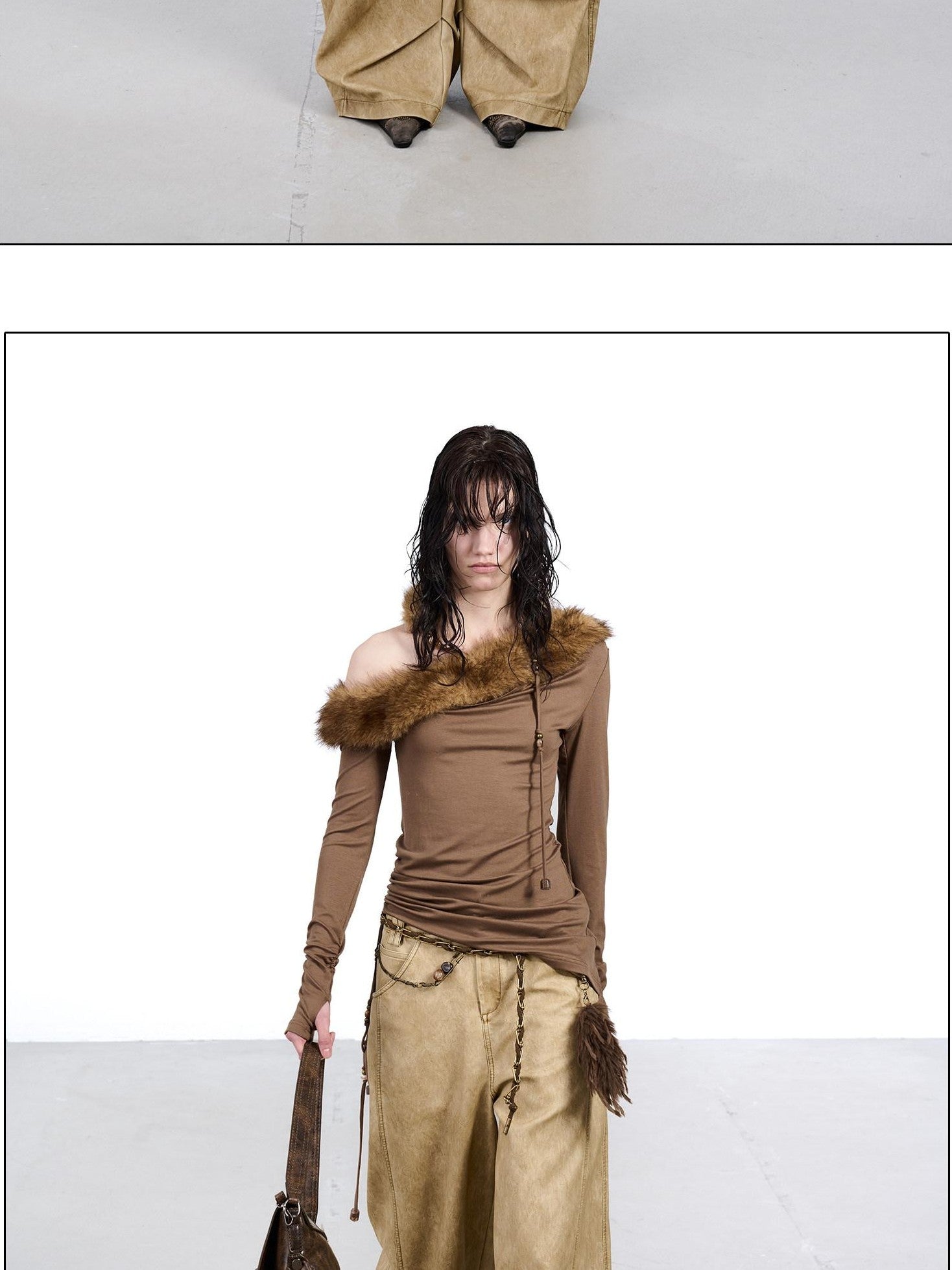 NORTH NODE Devil City Sand Washed Pleated Pocket Wide Waist Women&