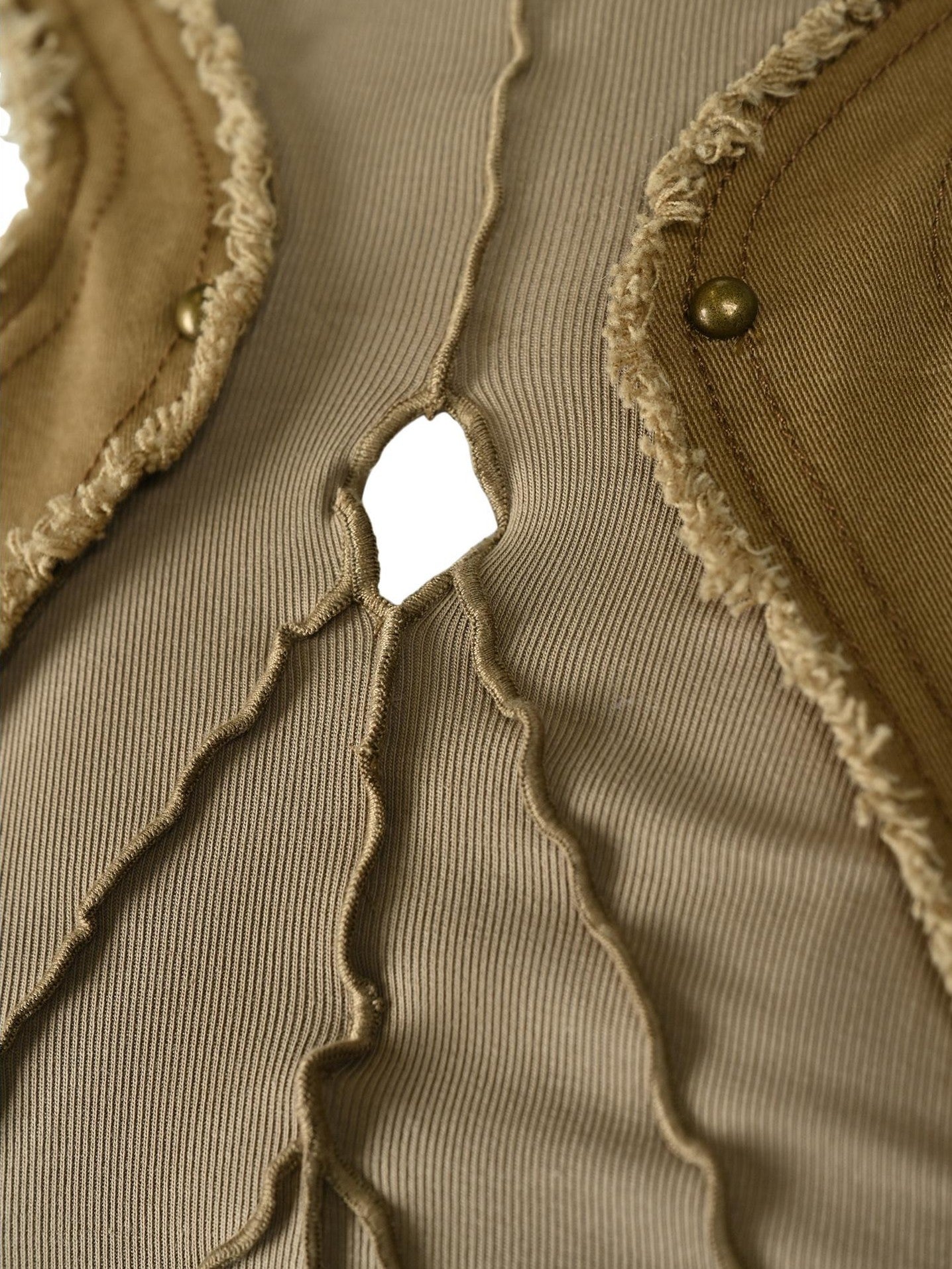 NORTH NODE Distressed Washed Frayed Patchwork Studded Slim Fit Women&