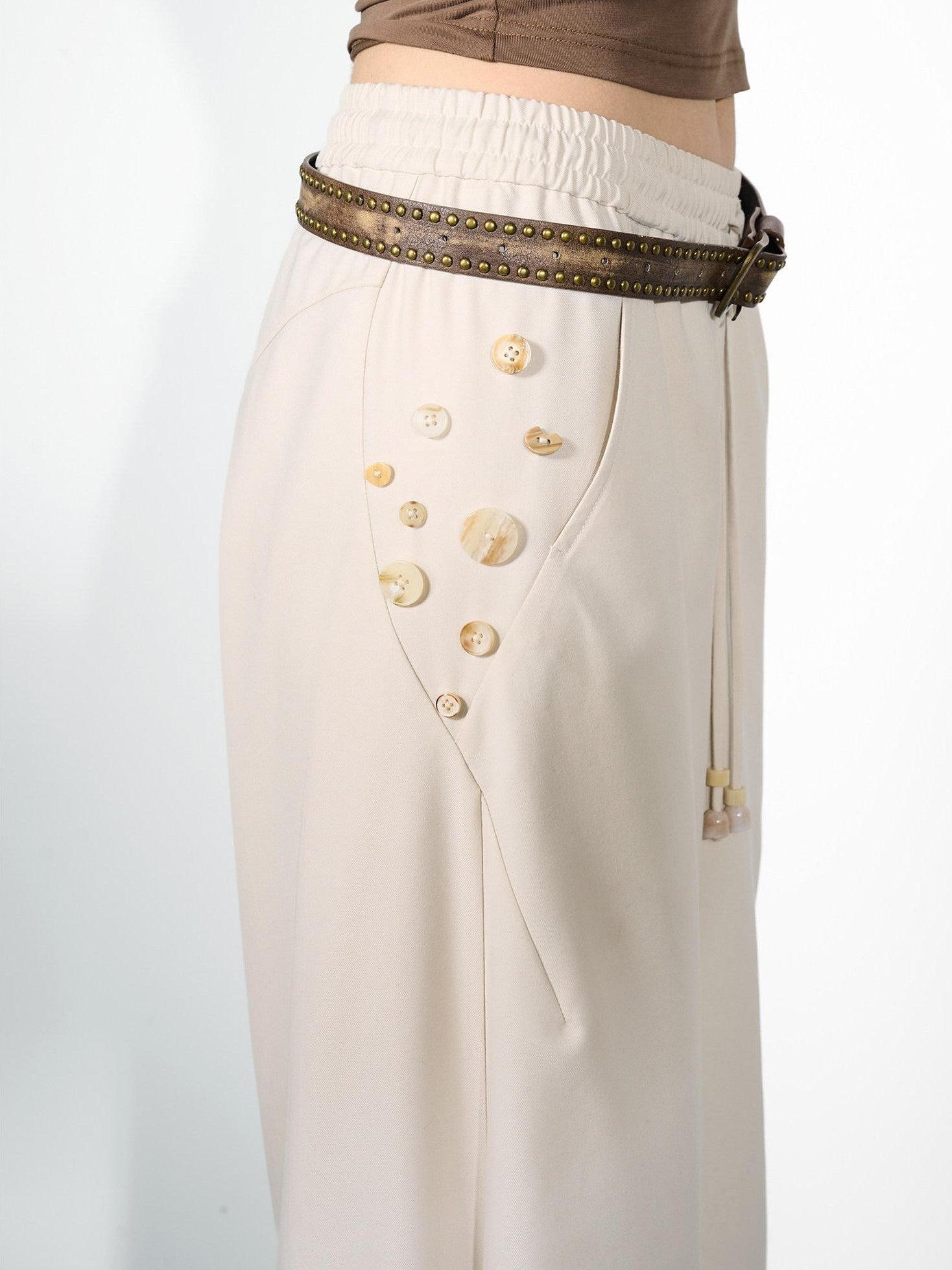 NORTH NODE Double Pleat Elastic Waist Drawstring Women&