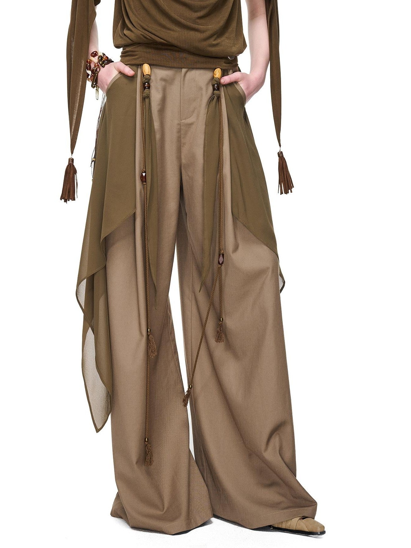 NORTH NODE Draped Beaded Chiffon Spliced Slimming Women&