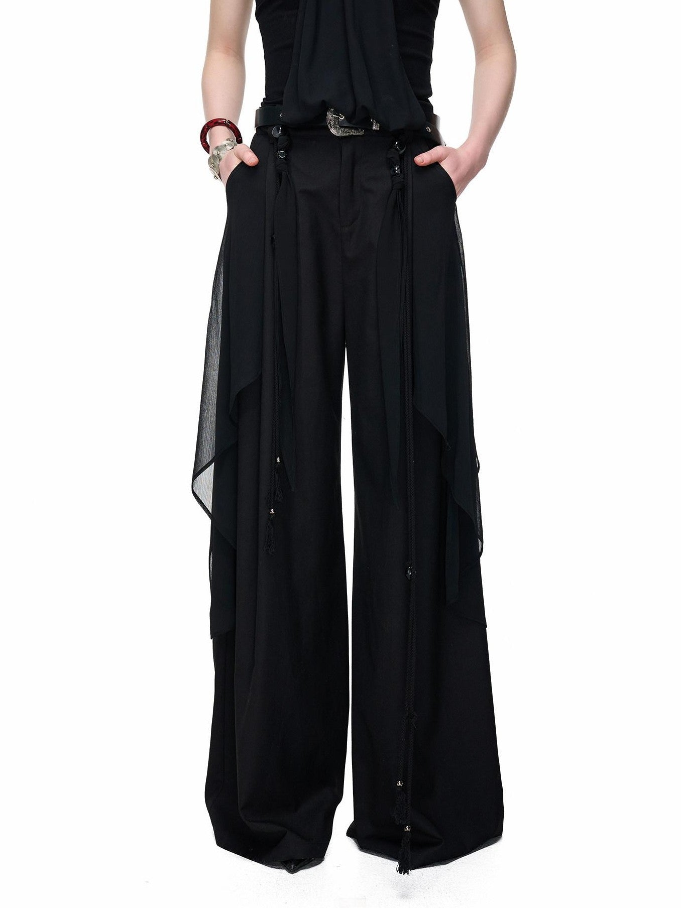 NORTH NODE Draped Beaded Chiffon Spliced Slimming Women&
