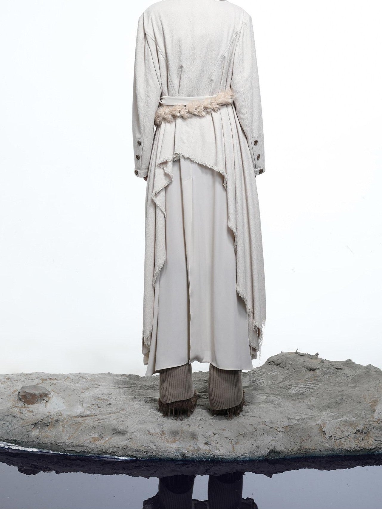 NORTH NODE Draped Patchwork Frayed Ruffle Women&