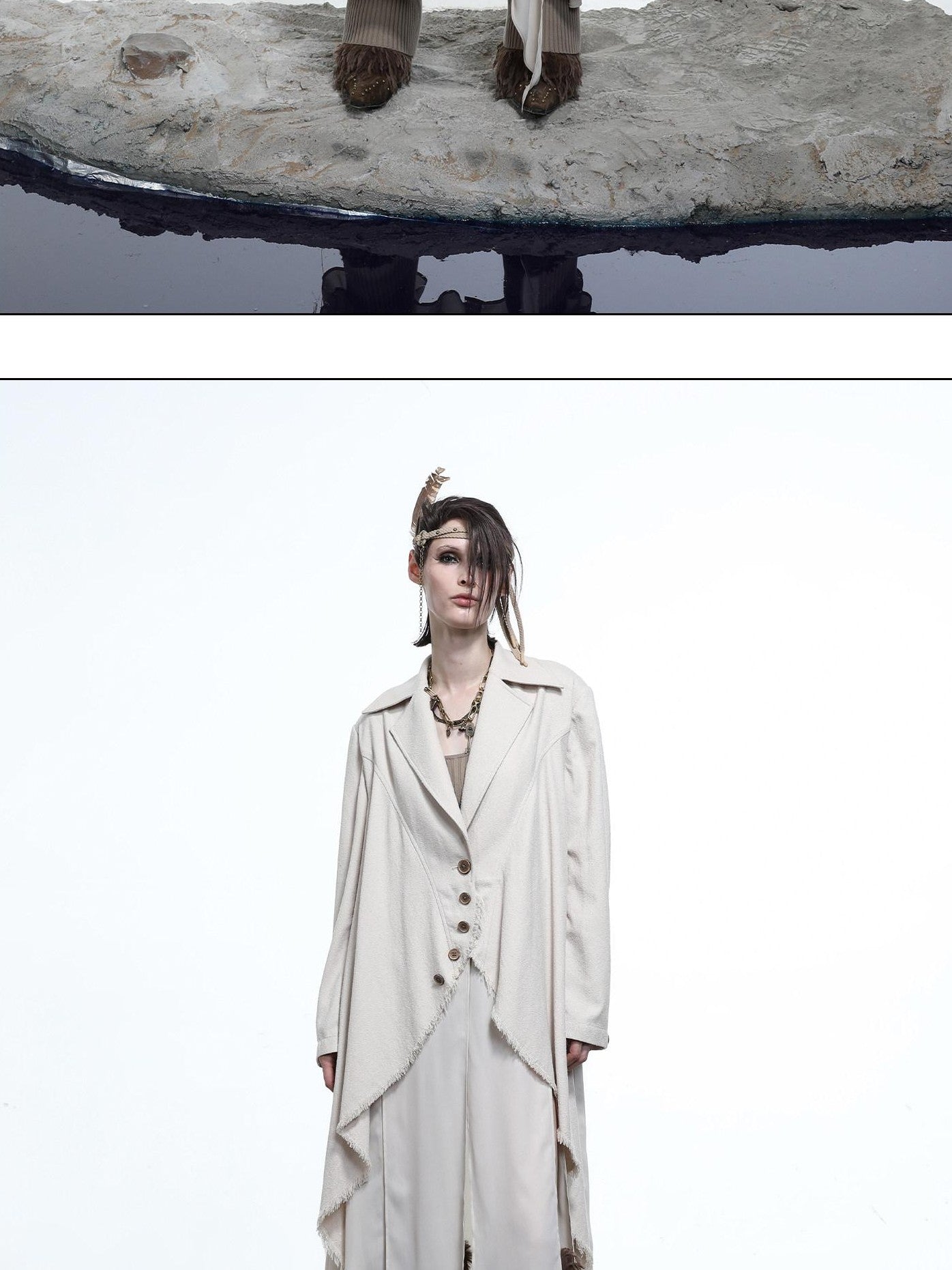 NORTH NODE Draped Patchwork Frayed Ruffle Women&