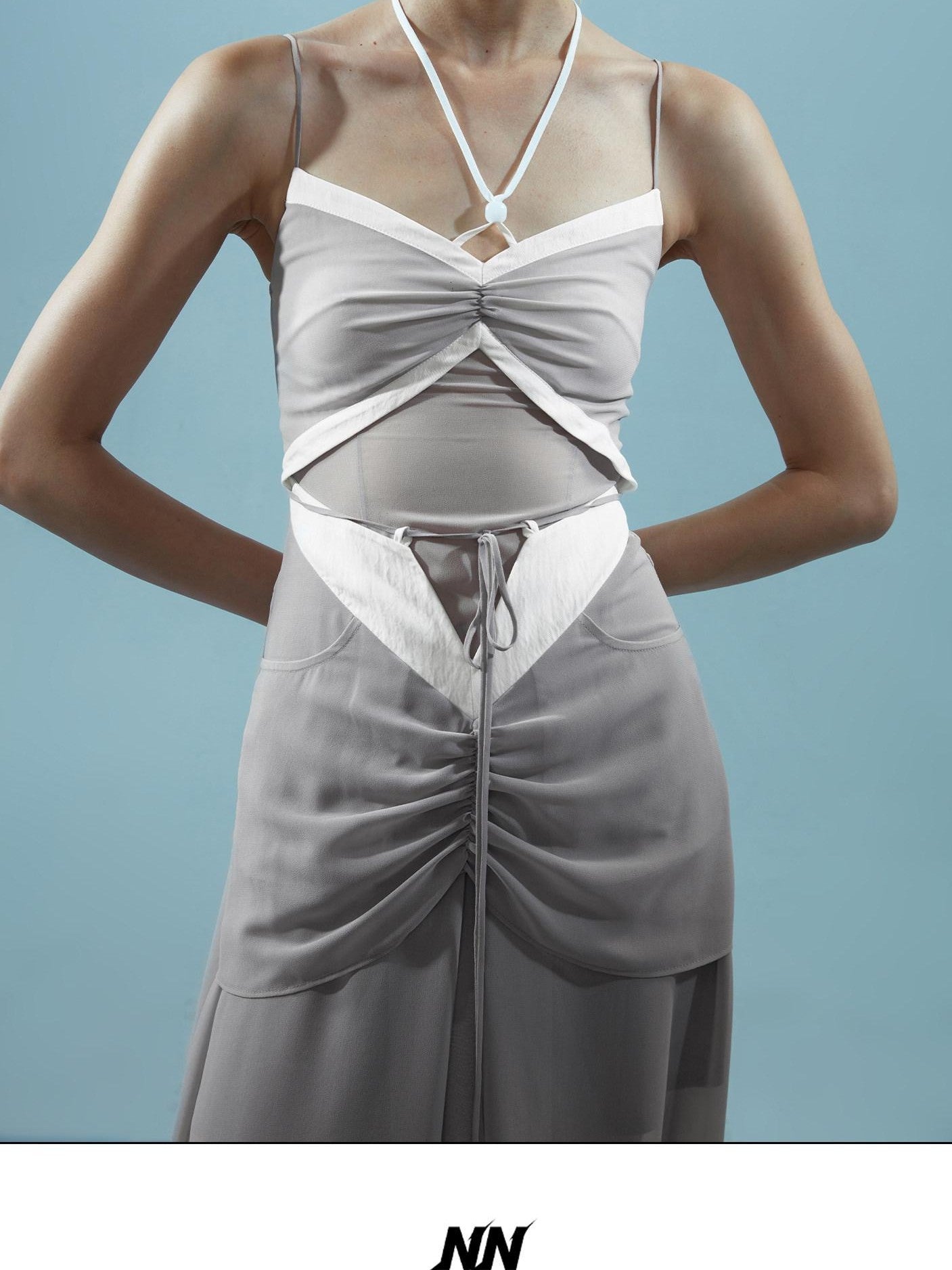 NORTH NODE Elegant Beaded Ruched Strappy Women&