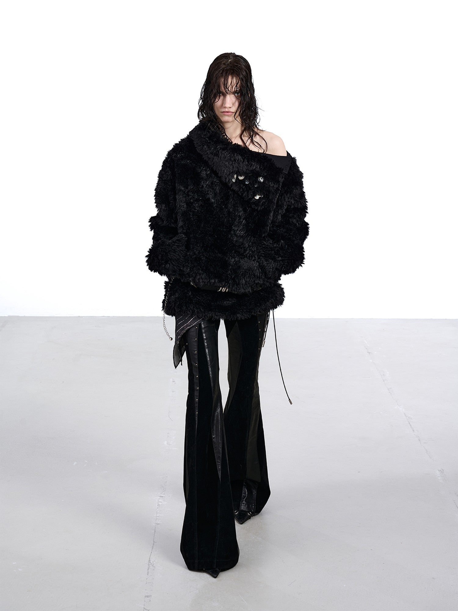 NORTH NODE Faux Fur Lapel Cropped Loose Women&