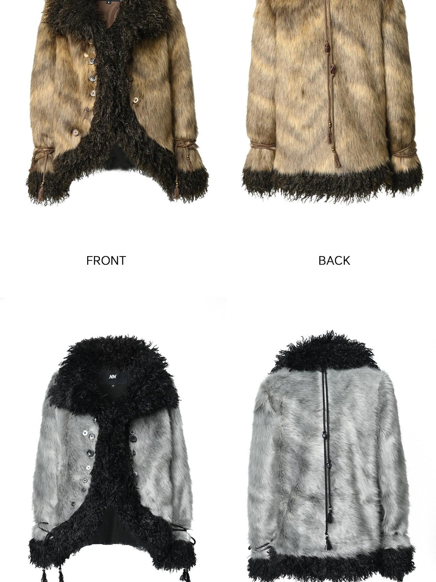 NORTH NODE Faux Fur Patchwork Handmade Buttons Lapel Women&