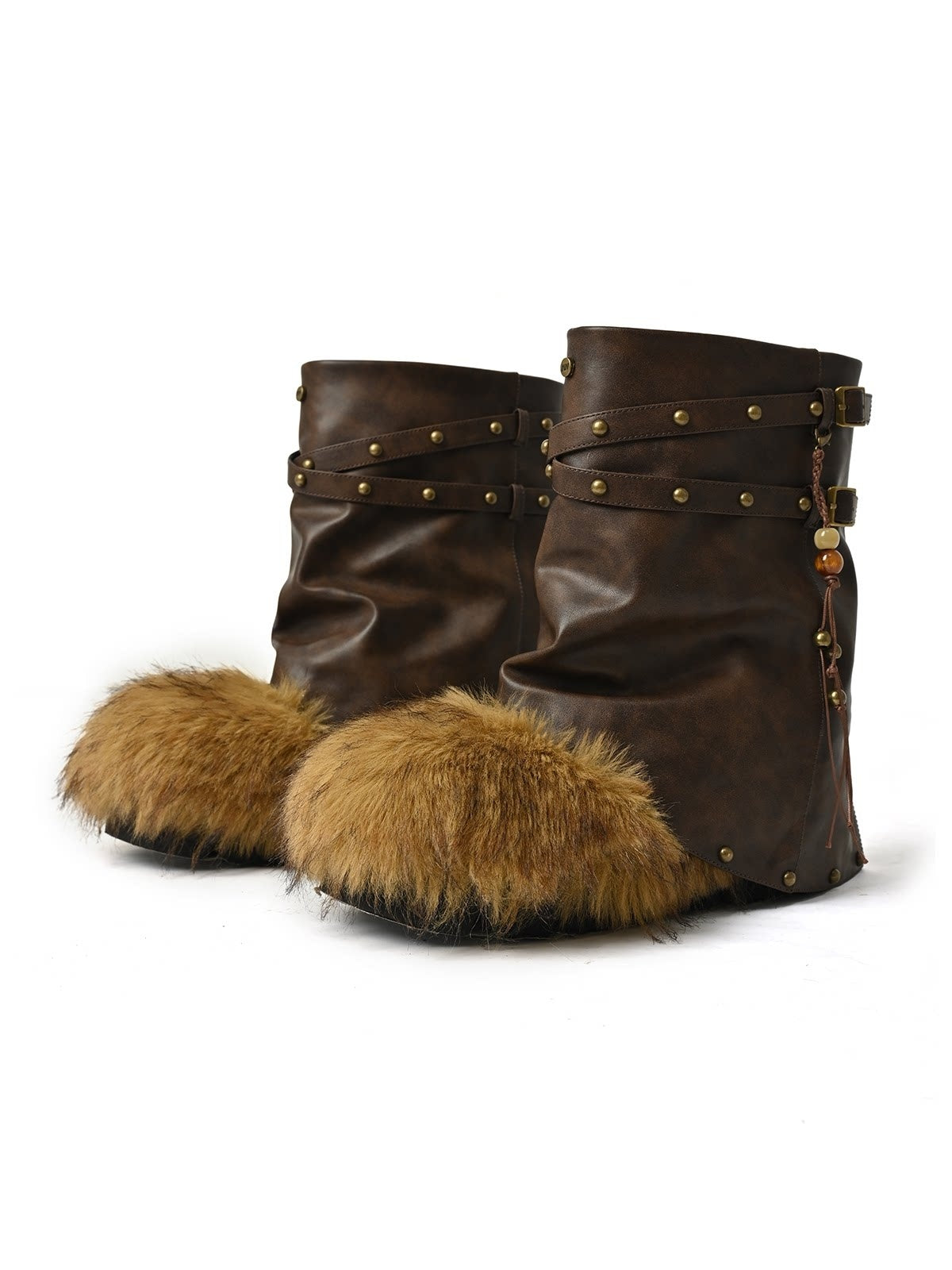NORTH_NODE_Faux_Fur_Patchwork_Studded_Beaded_Round_Toe_Women&