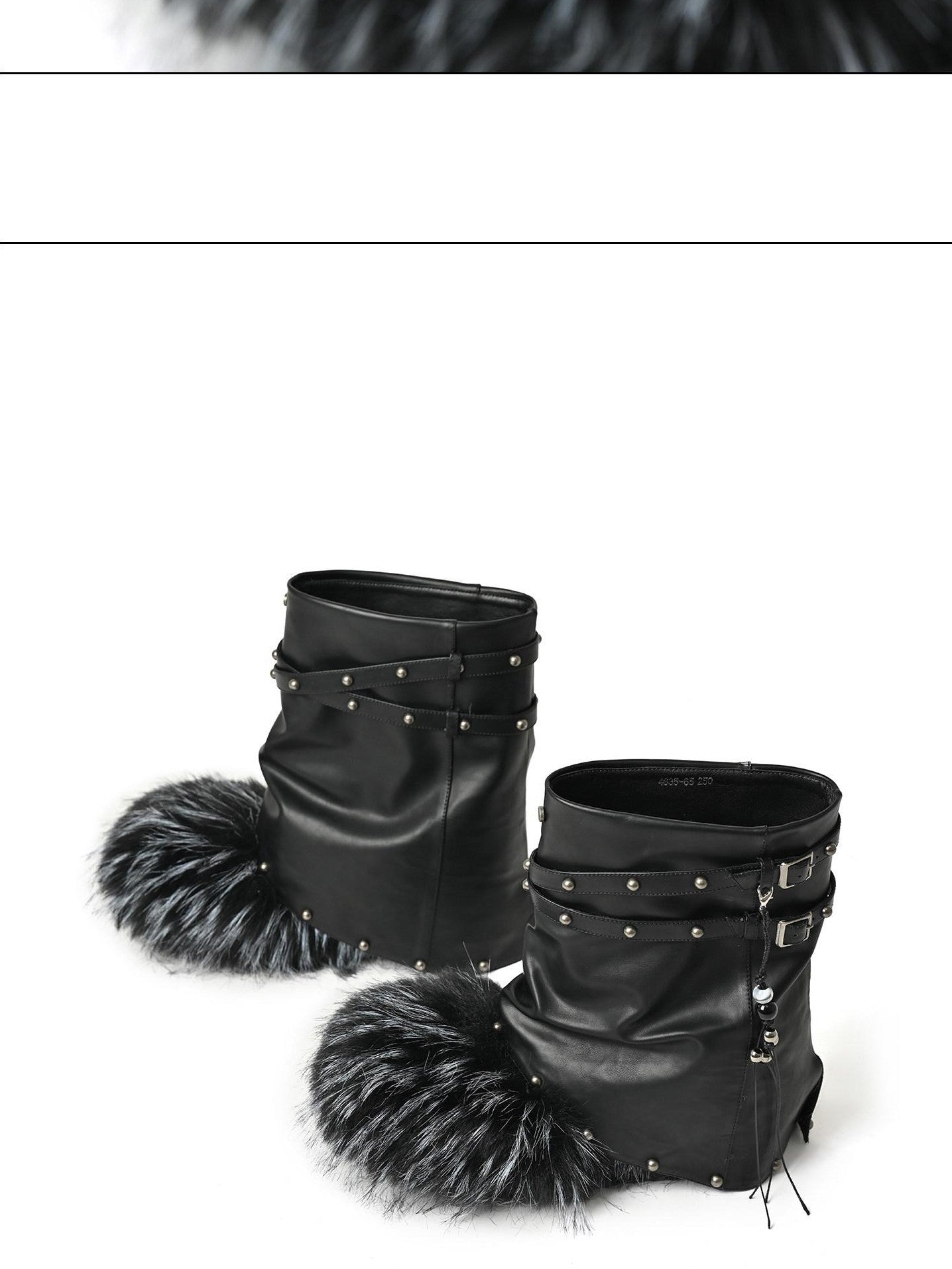 NORTH NODE Faux Fur Patchwork Studded Beaded Round Toe Women&