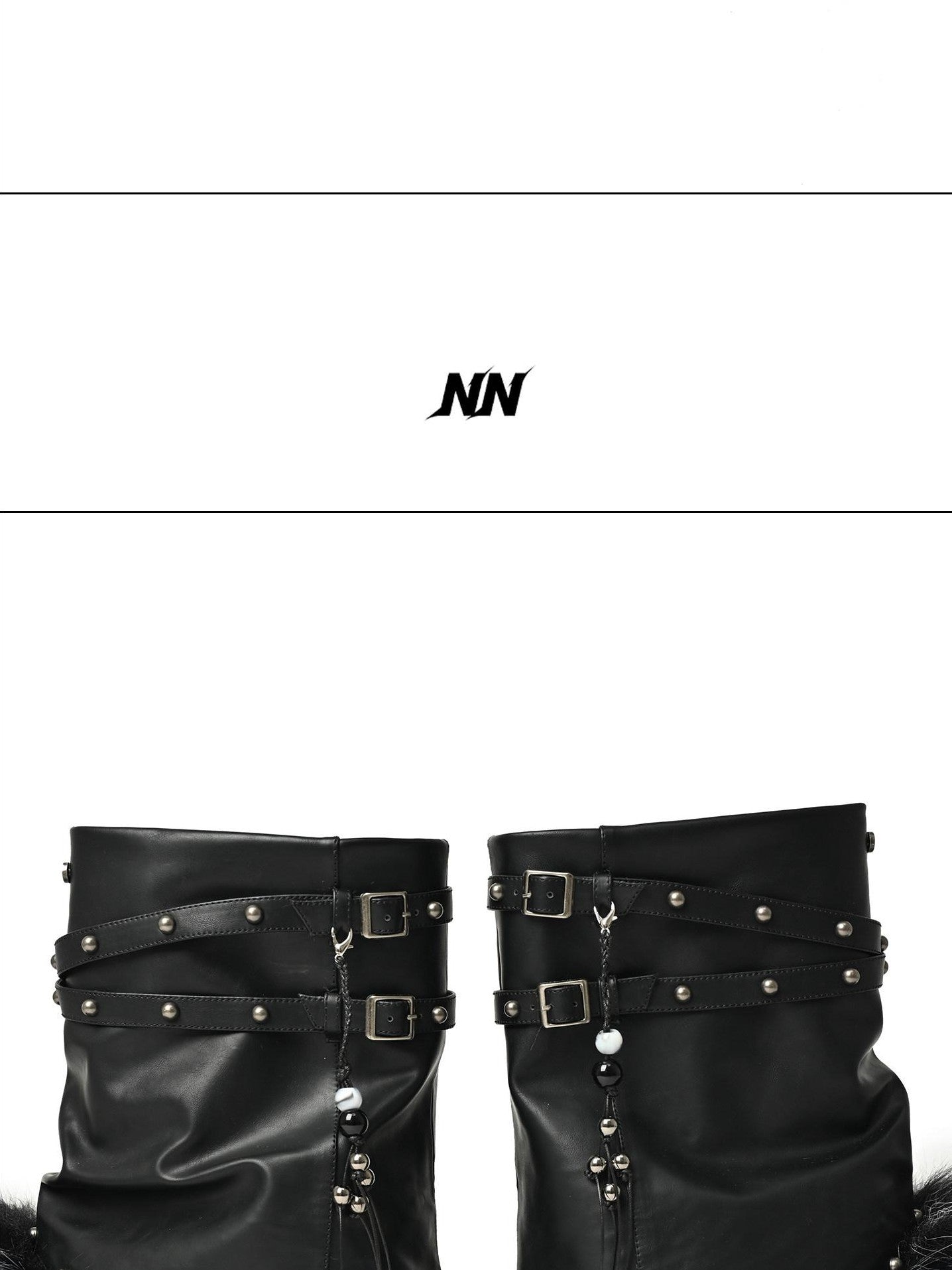 NORTH NODE Faux Fur Patchwork Studded Beaded Round Toe Women&