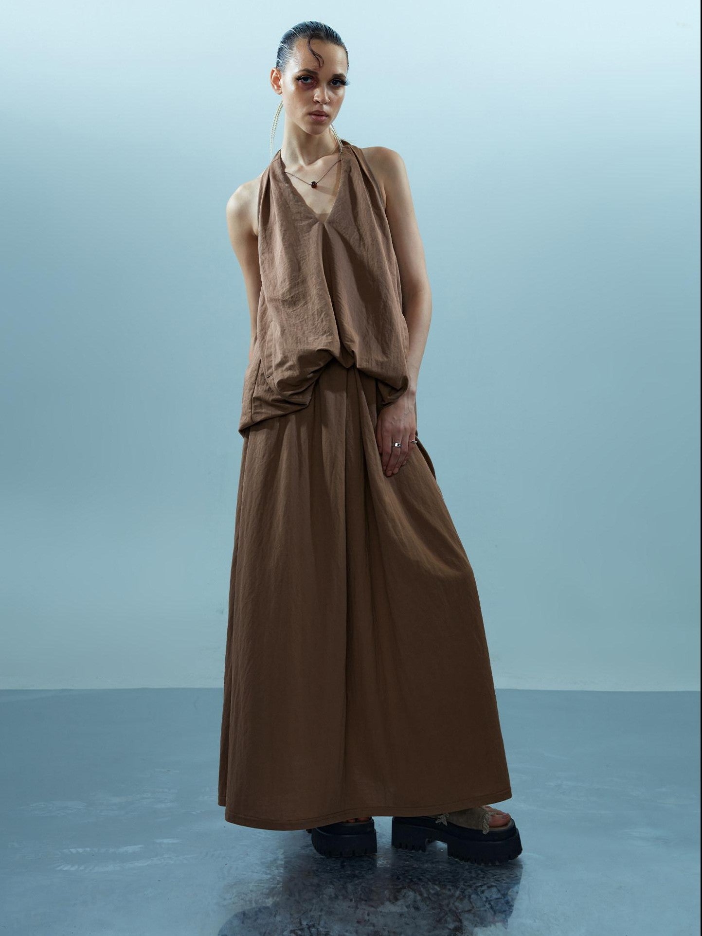 NORTH NODE Faux Two Piece V-neck Figure Flattering Women&