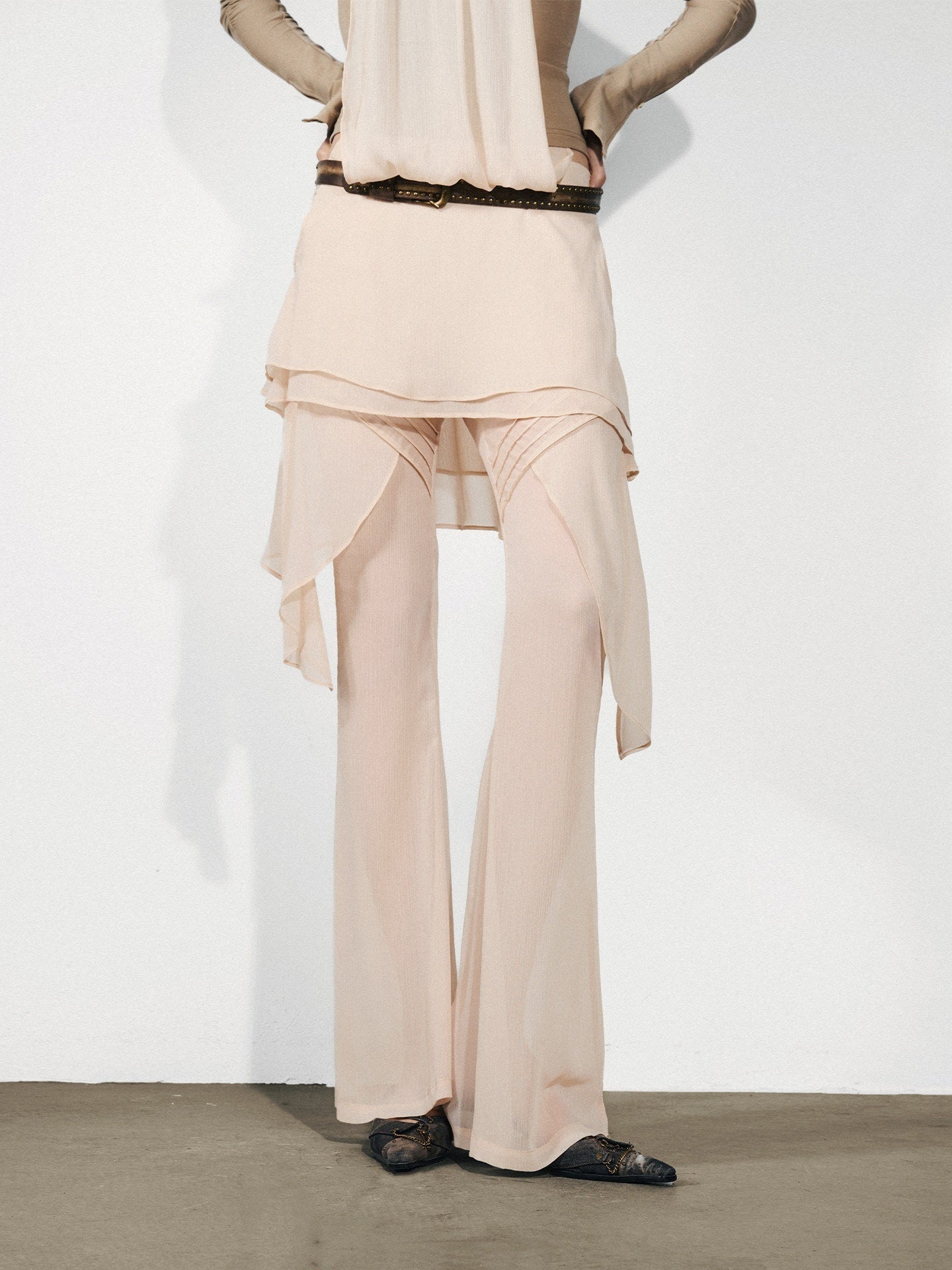 NORTH_NODE_Figure_Slimming_Draped_Ruffle_Hem_Micro_Flare_Women&