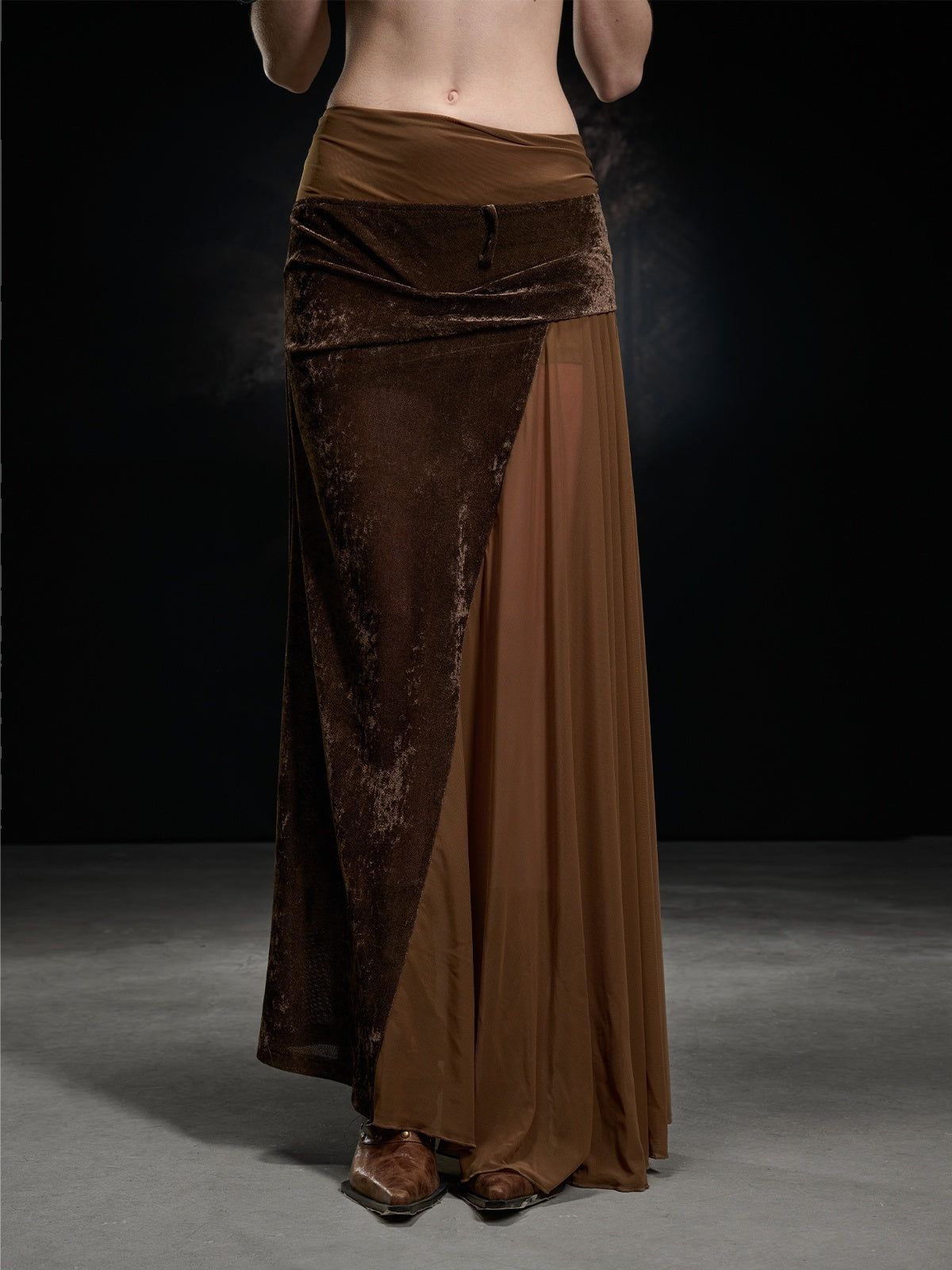 NORTH_NODE_Flocked_Mesh_Patchwork_Asymmetrical_Ruffle_Women&