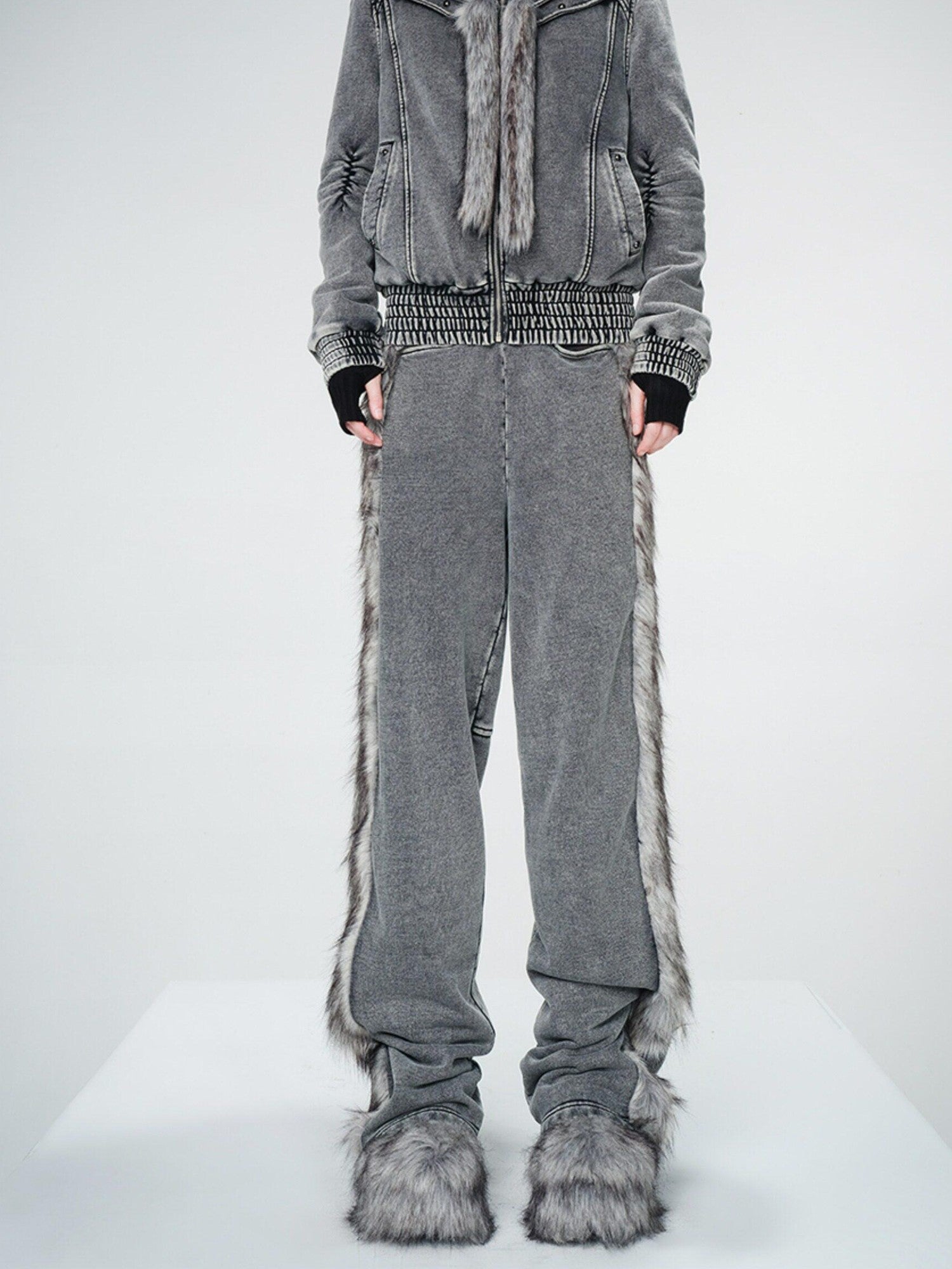 NORTH NODE Fur Collar Washed Quilted Hooded Women&