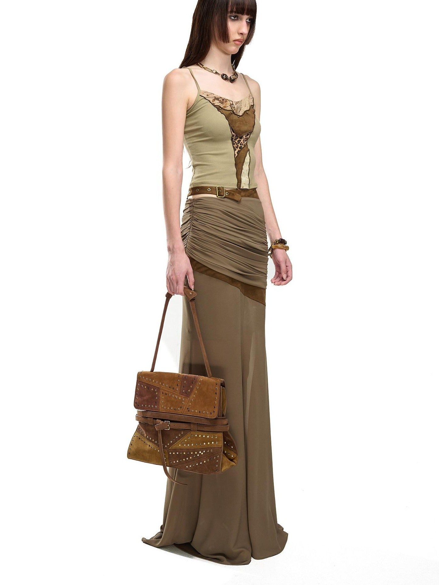NORTH NODE Garnet Panelled Pleated Mermaid Women&