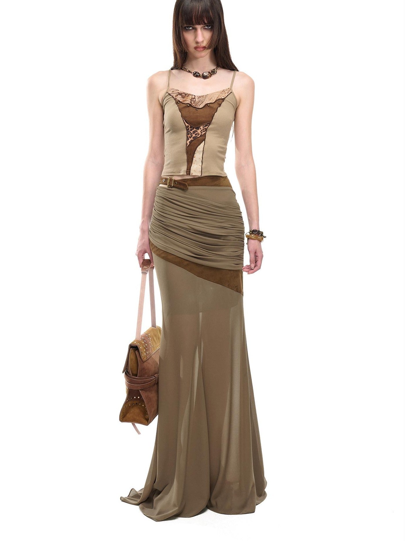 NORTH NODE Garnet Panelled Pleated Mermaid Women&