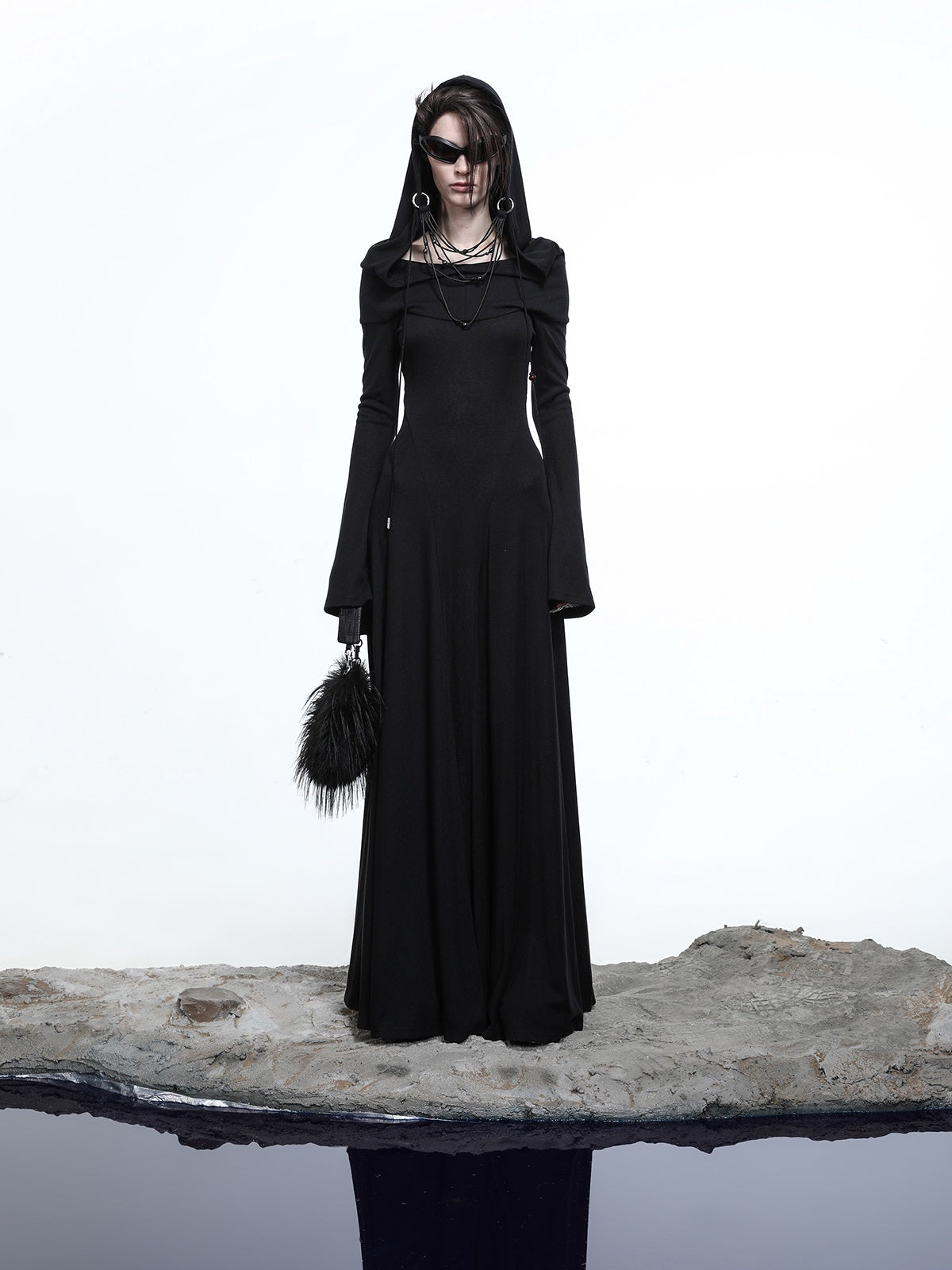 NORTH_NODE_Gothic_Hooded_Cinched_Waist_Long_Sleeve_Women&