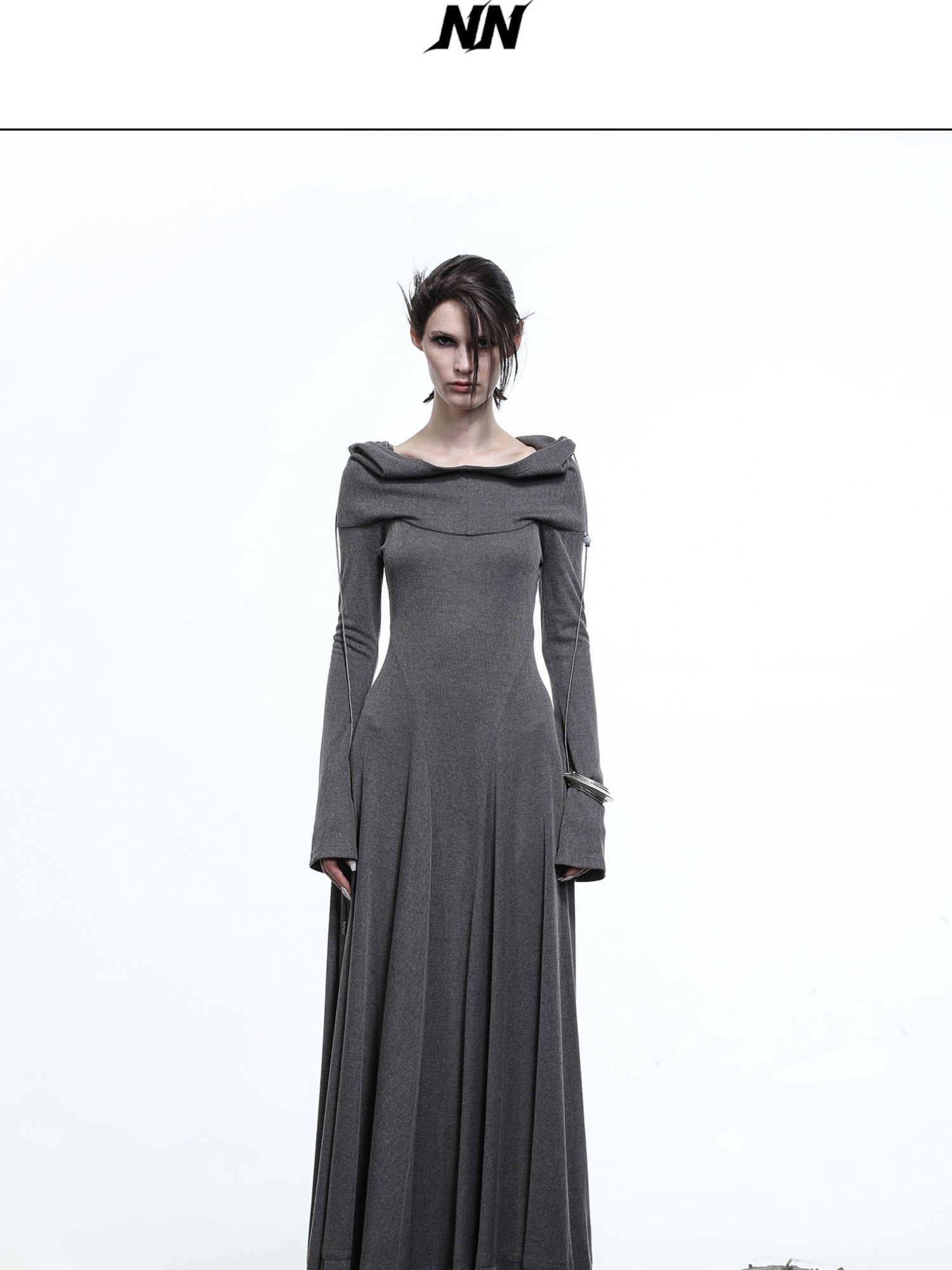 NORTH NODE Gothic Hooded Cinched Waist Long Sleeve Women&