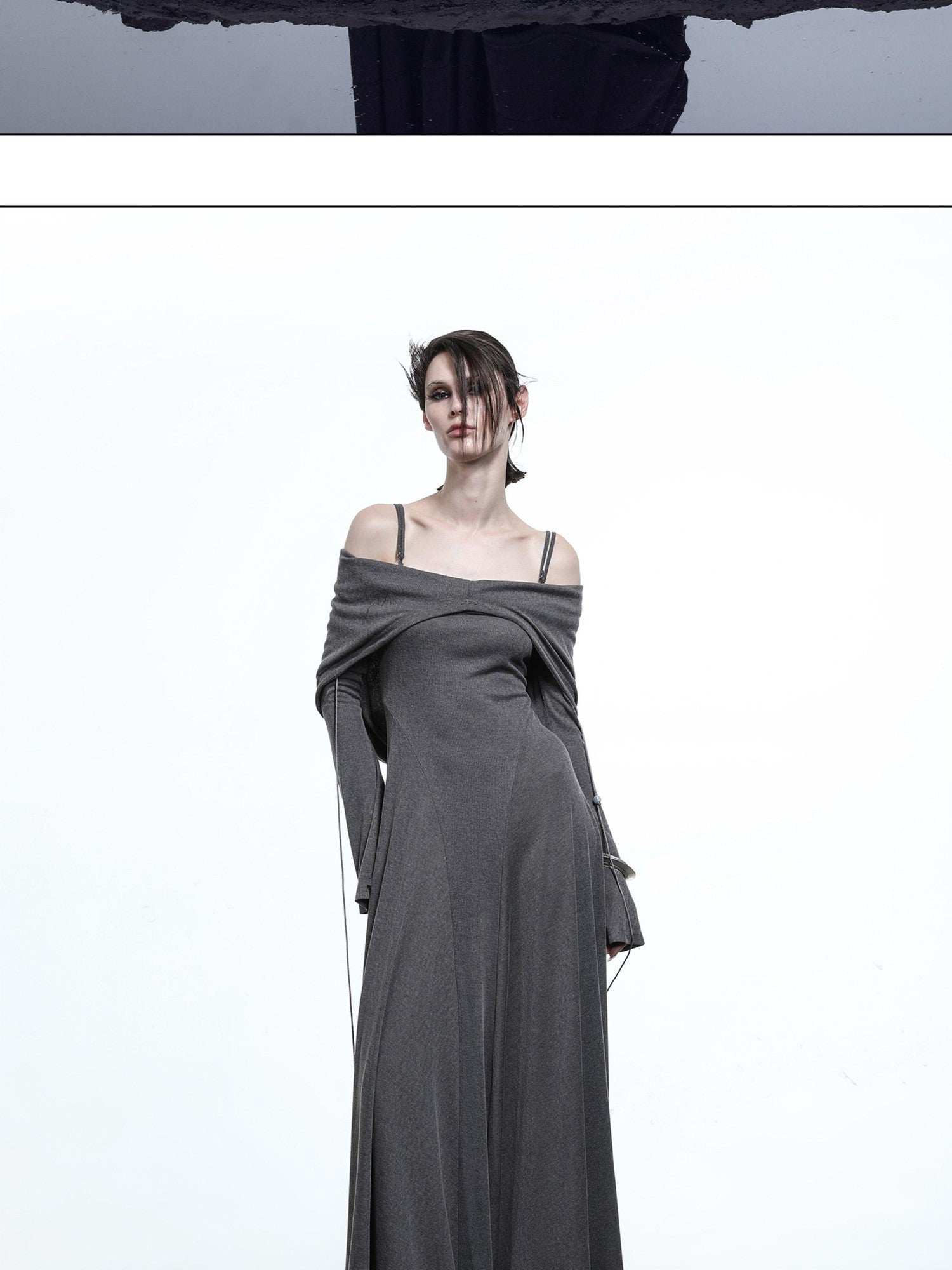 NORTH NODE Gothic Hooded Cinched Waist Long Sleeve Women&